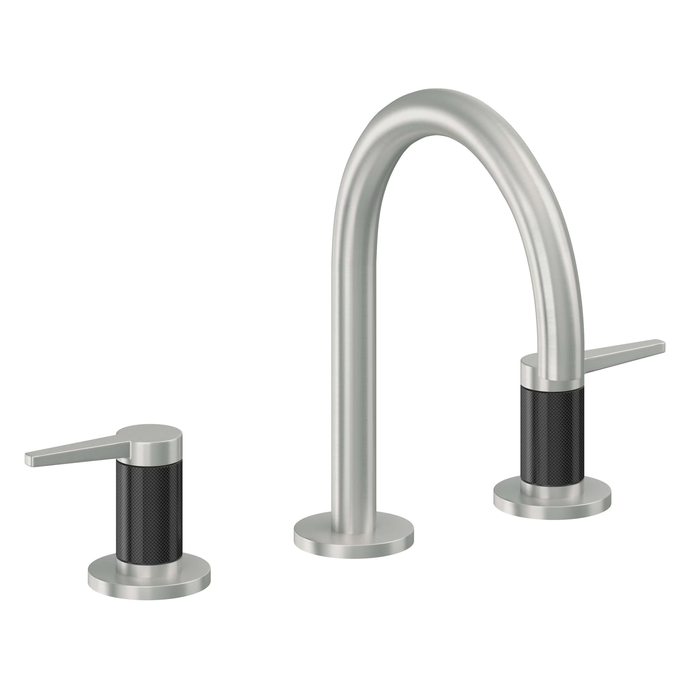 California Faucets D Street 8" Llave de Lavabo de 3 Orificios para Cubierta, con Dos Manerales - Palanca Plana - Cromo Satinado