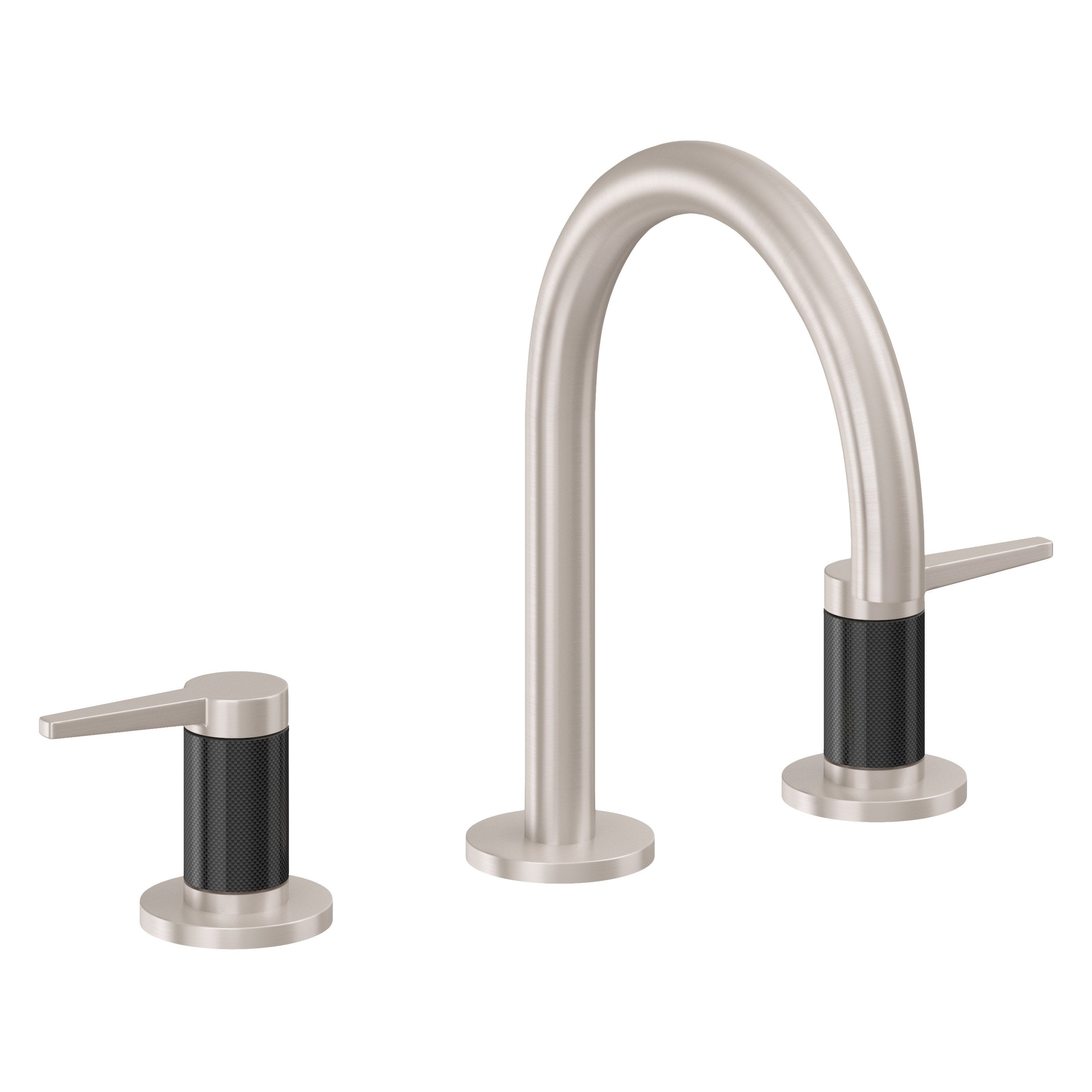 California Faucets D Street 8" Llave de Lavabo de 3 Orificios para Cubierta, con Dos Manerales - Palanca Plana - Níquel Satinado