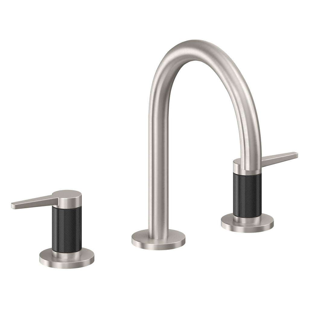 California Faucets D Street 8" Llave de Lavabo de 3 Orificios para Cubierta, con Dos Manerales - Palanca Plana - Acero Inoxidable Ultra