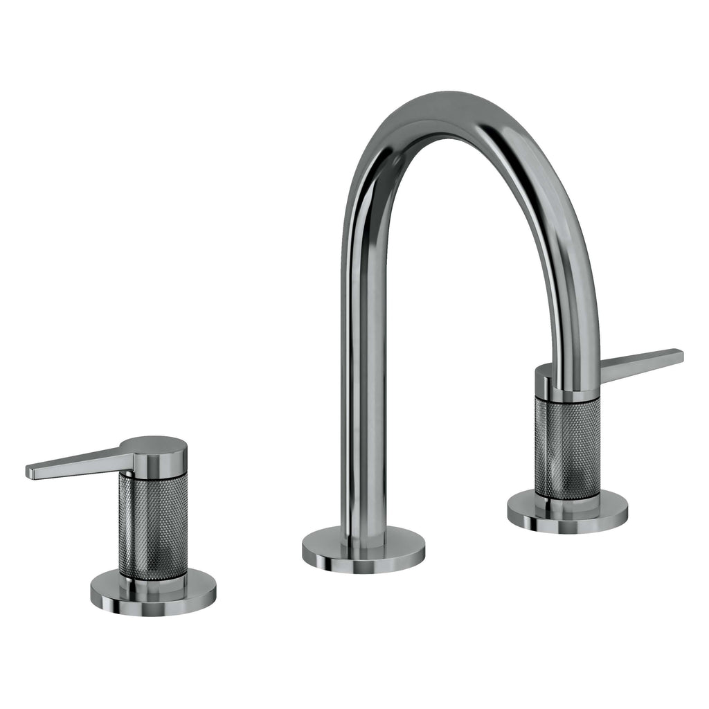 California Faucets D Street 8" Llave de Lavabo de 3 Orificios para Cubierta, con Dos Manerales - Palanca Plana - Níquel Negro