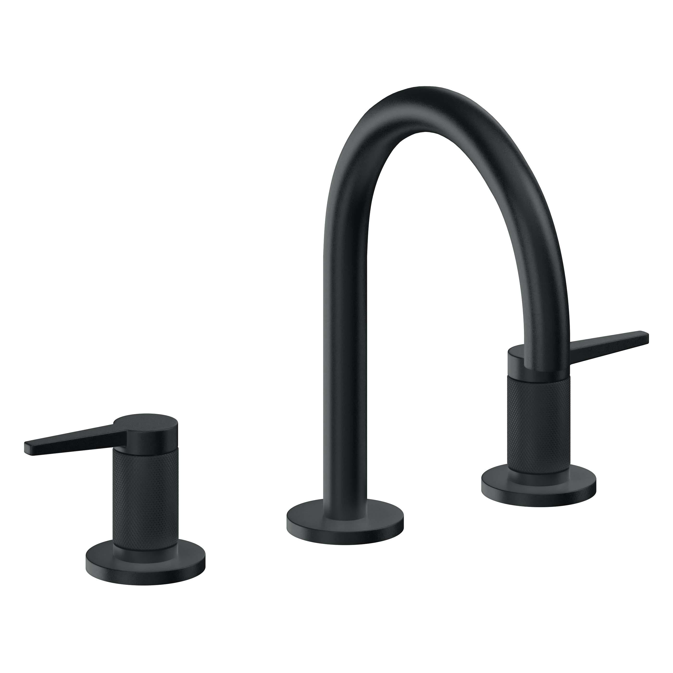 California Faucets D Street 8" Llave de Lavabo de 3 Orificios para Cubierta, con Dos Manerales - Palanca Plana - Carbón