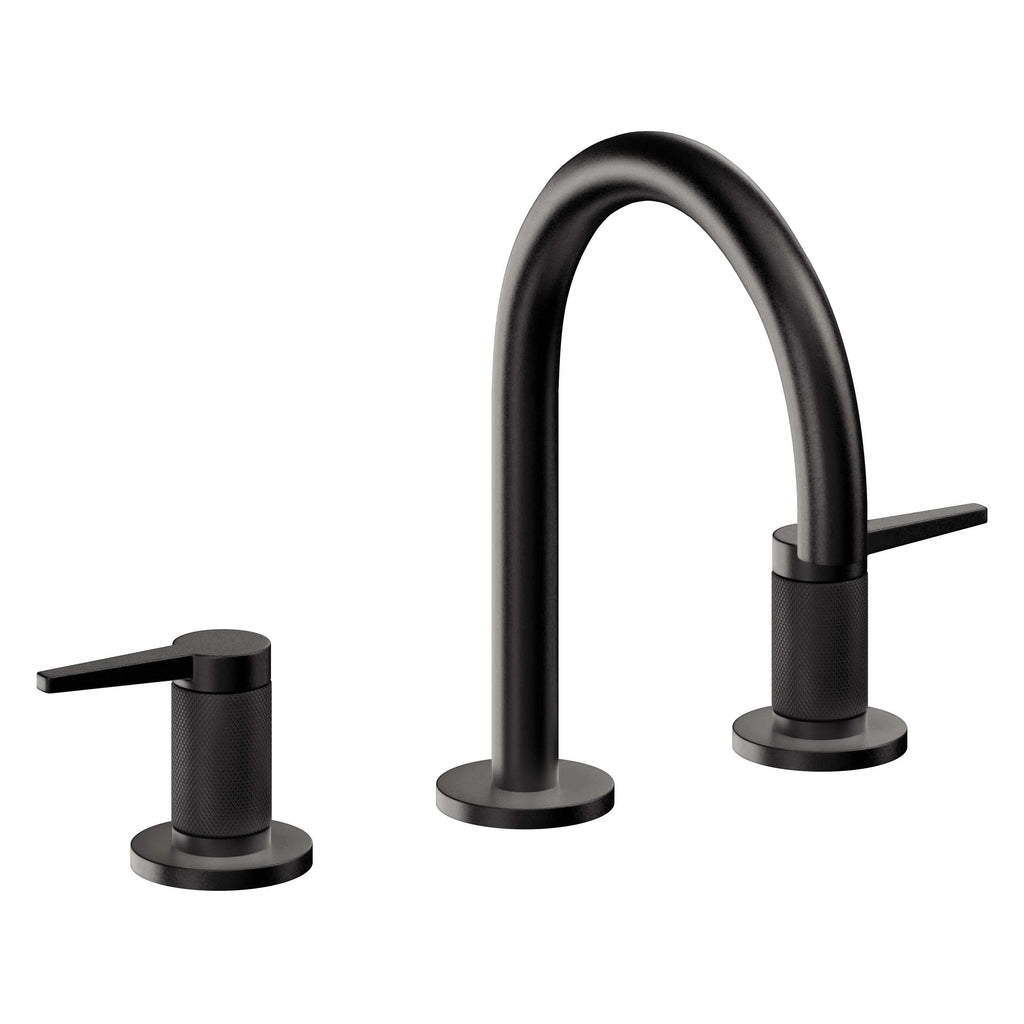 California Faucets D Street 8" Llave de Lavabo de 3 Orificios para Cubierta, con Dos Manerales - Palanca Plana - Negro Mate