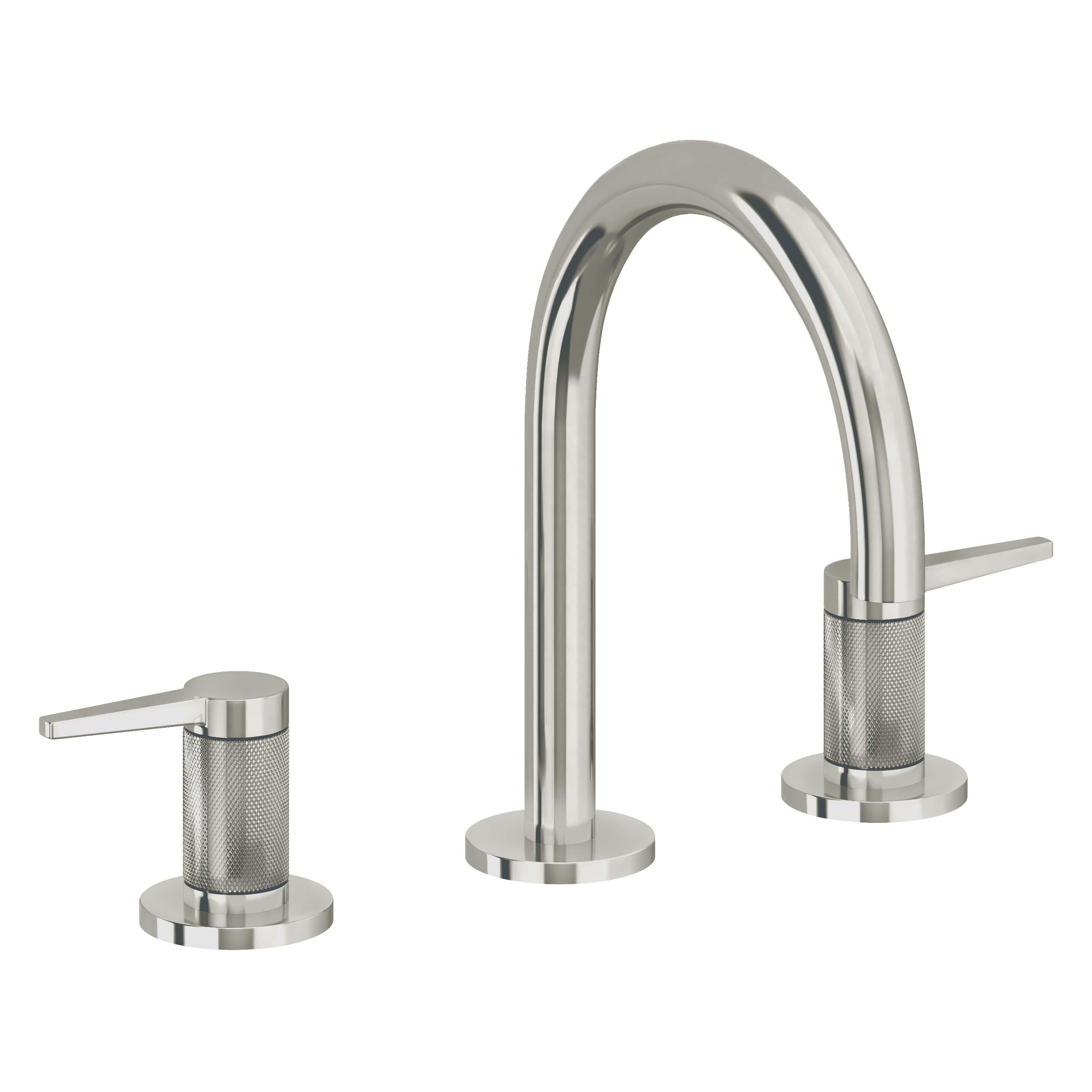 California Faucets D Street 8" Llave de Lavabo de 3 Orificios para Cubierta, con Dos Manerales - Palanca Plana - Níquel Pulido
