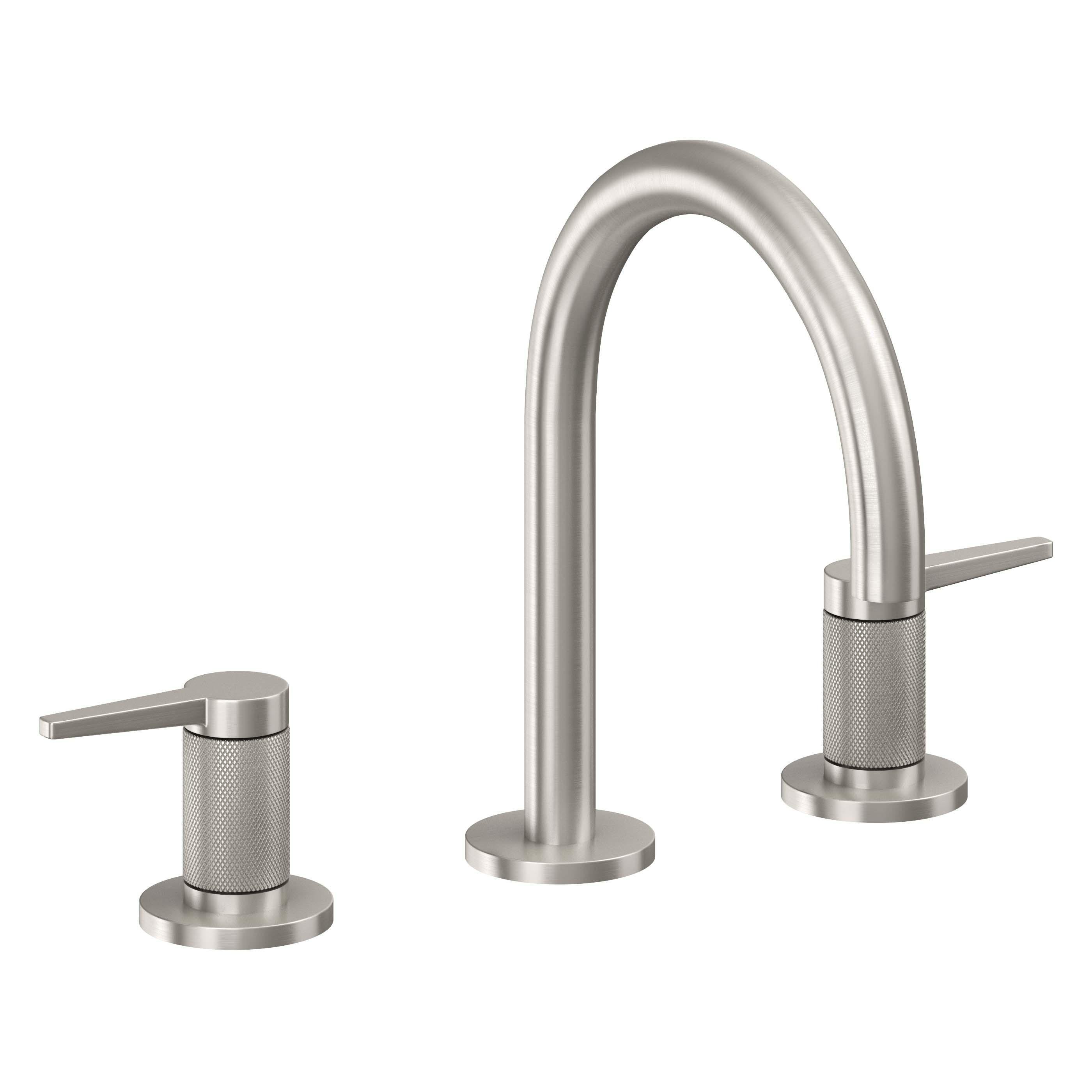 California Faucets D Street 8" Llave de Lavabo de 3 Orificios para Cubierta, con Dos Manerales - Palanca Plana - Acero Inoxidable Ultra