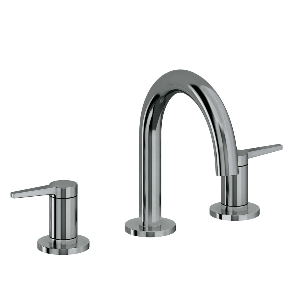 California Faucets D Street 8" Llave de Lavabo de 3 Orificios para Cubierta, con Dos Manerales - Palanca Plana - Níquel Negro
