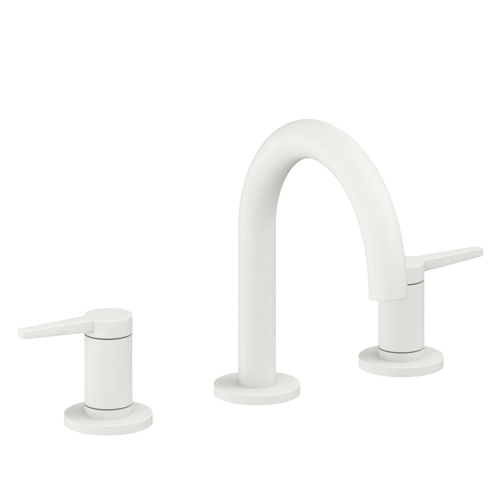 California Faucets D Street 8" Llave de Lavabo de 3 Orificios para Cubierta, con Dos Manerales - Palanca Plana - Blanco Mate
