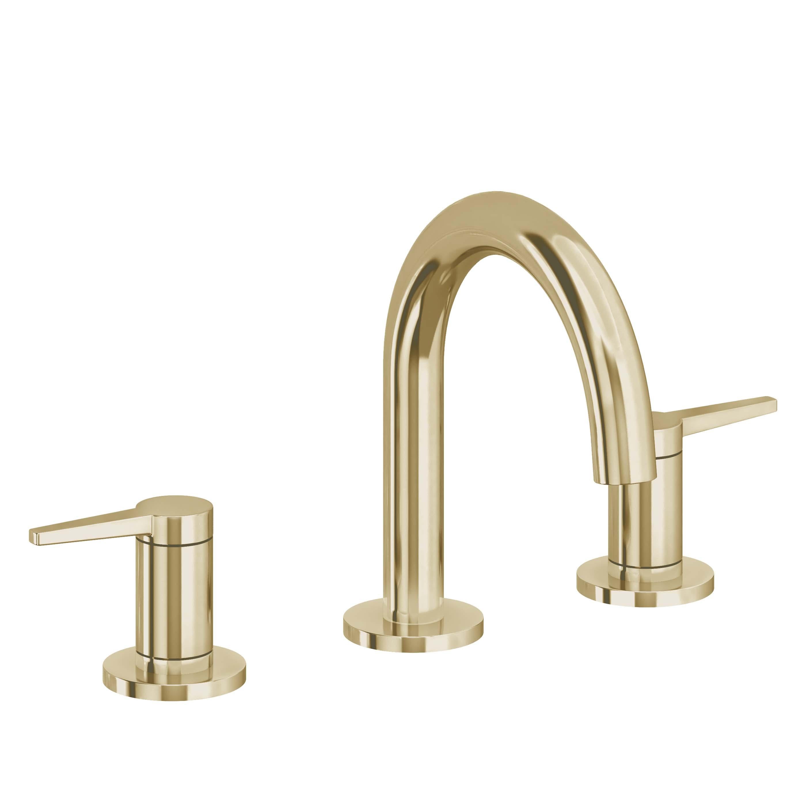 California Faucets D Street 8" Llave de Lavabo de 3 Orificios para Cubierta, con Dos Manerales - Palanca Plana - Latón Pulido
