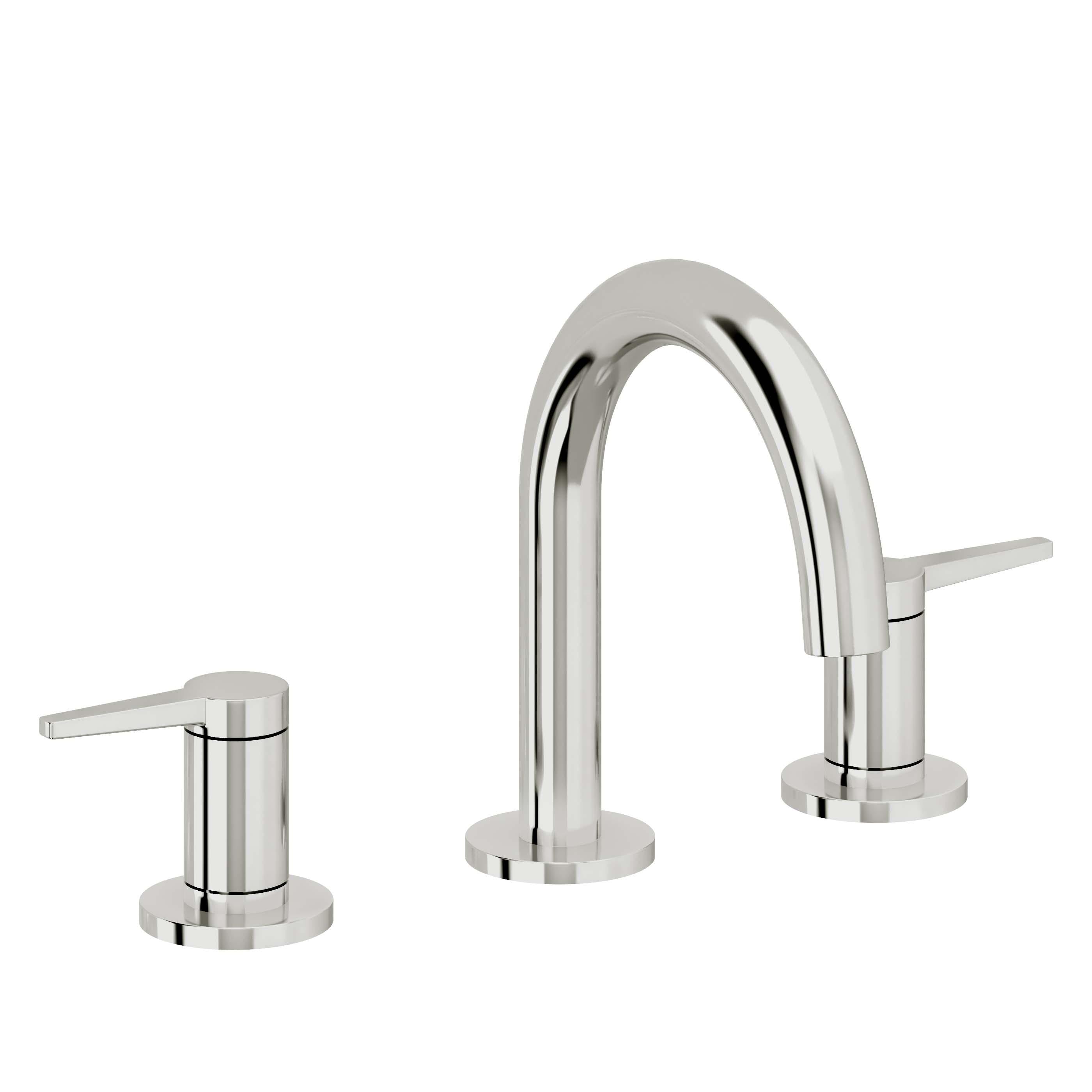 California Faucets D Street 8" Llave de Lavabo de 3 Orificios para Cubierta, con Dos Manerales - Palanca Plana - Cromo Pulido