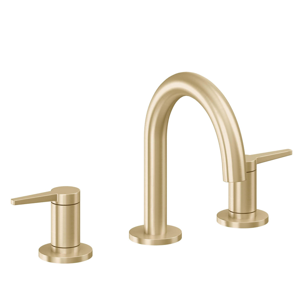 California Faucets D Street 8" Llave de Lavabo de 3 Orificios para Cubierta, con Dos Manerales - Palanca Plana - Latón Satinado