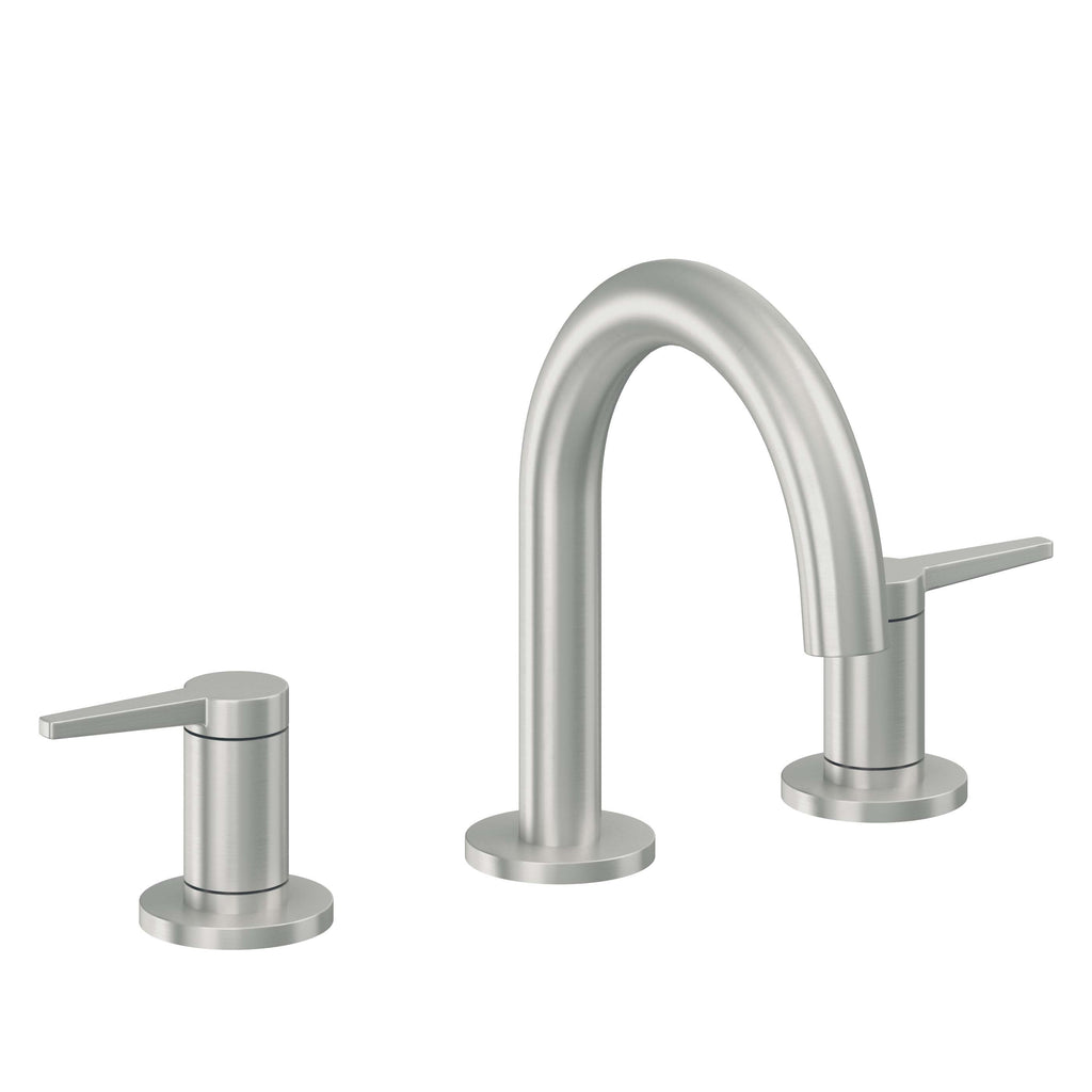 California Faucets D Street 8" Llave de Lavabo de 3 Orificios para Cubierta, con Dos Manerales - Palanca Plana - Cromo Satinado