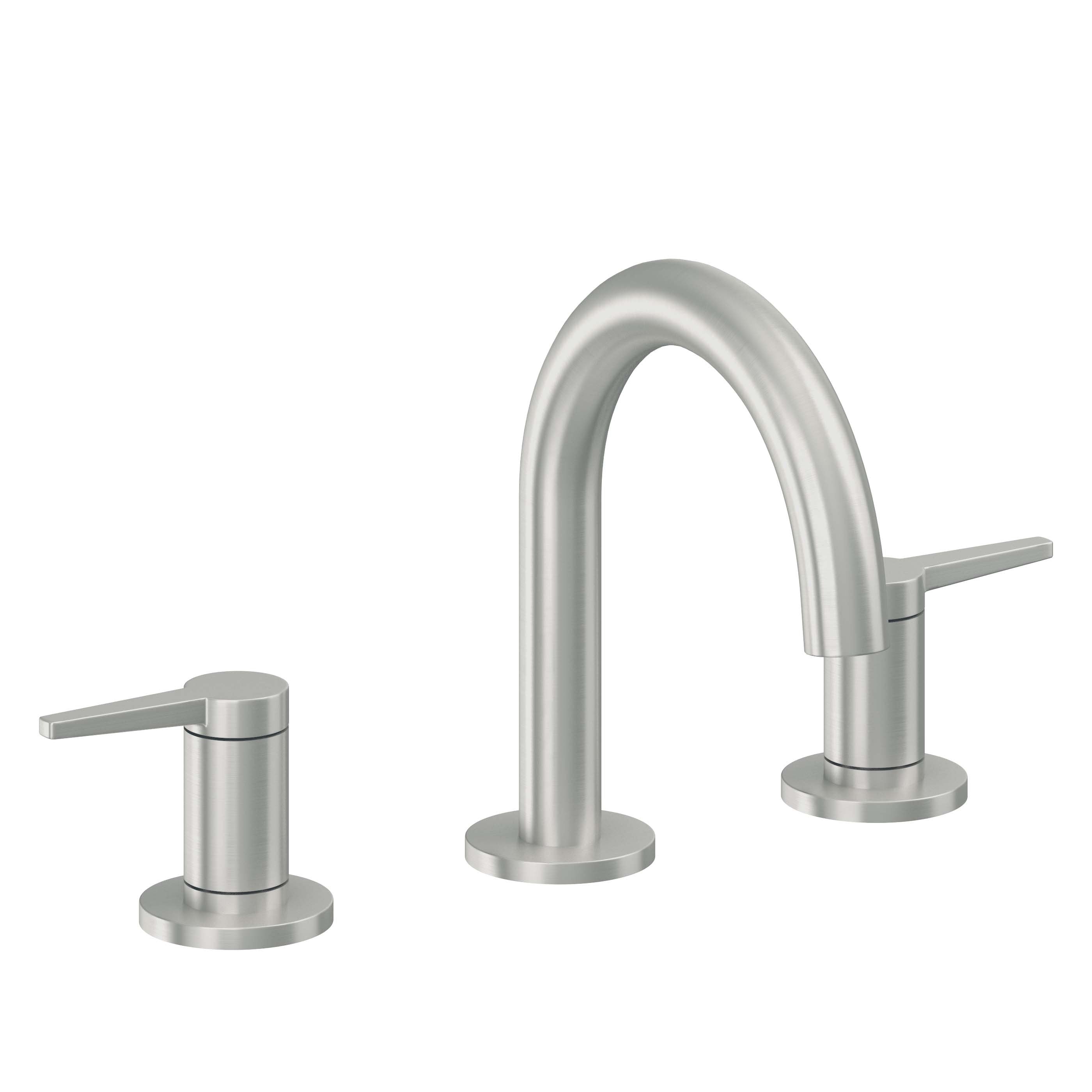 California Faucets D Street 8" Llave de Lavabo de 3 Orificios para Cubierta, con Dos Manerales - Palanca Plana - Cromo Satinado
