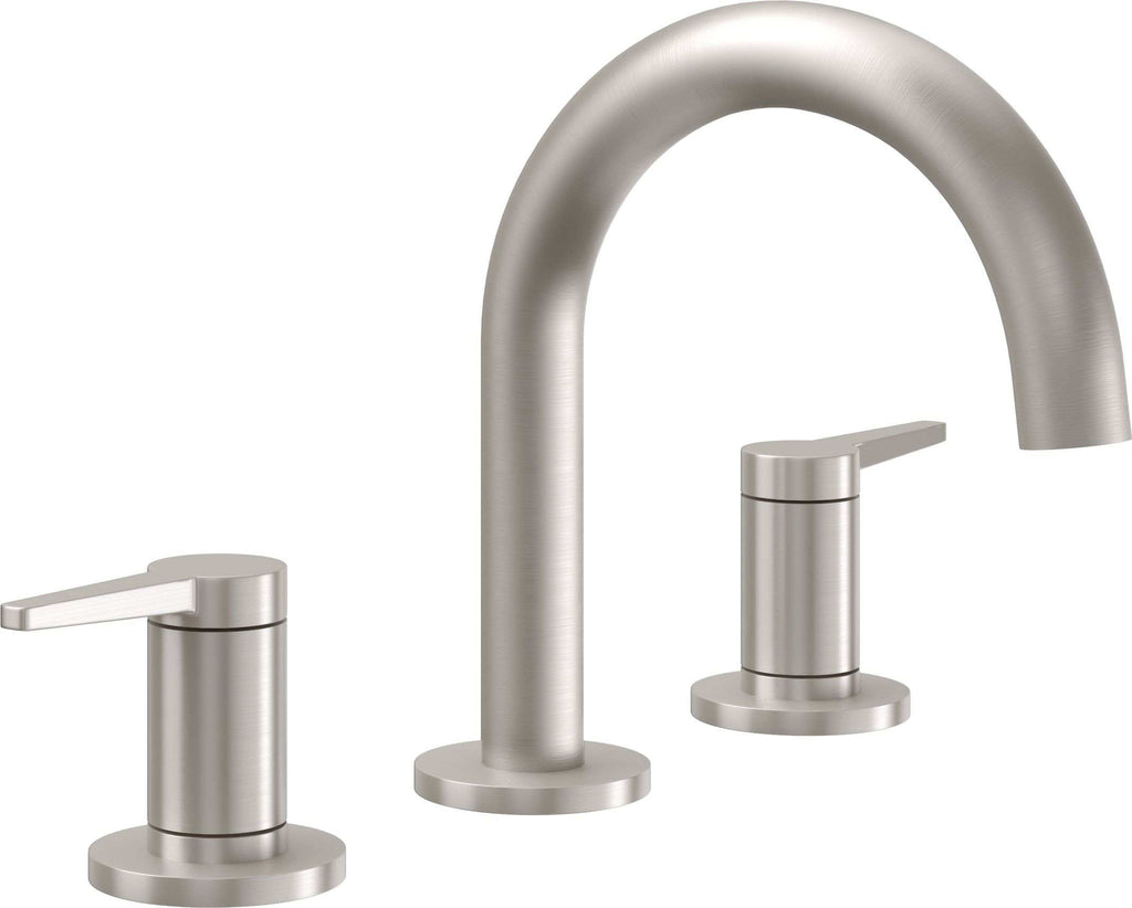 California Faucets D Street 8" Llave de Lavabo de 3 Orificios para Cubierta, con Dos Manerales - Palanca Plana - Níquel Satinado