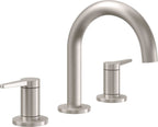 California Faucets D Street 8" Llave de Lavabo de 3 Orificios para Cubierta, con Dos Manerales - Palanca Plana - Níquel Satinado