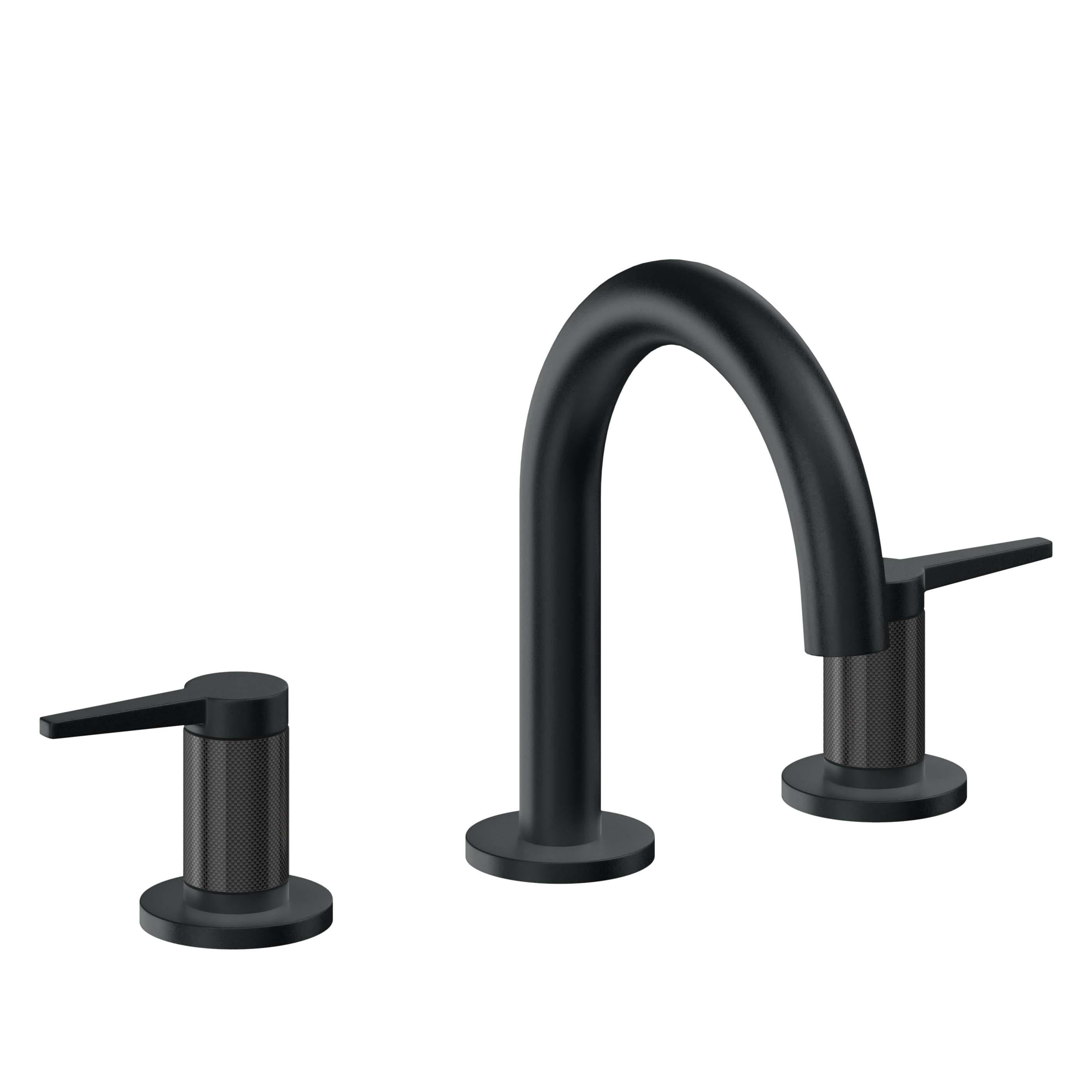 California Faucets D Street 8" Llave de Lavabo de 3 Orificios para Cubierta, con Dos Manerales - Palanca Plana - Carbón