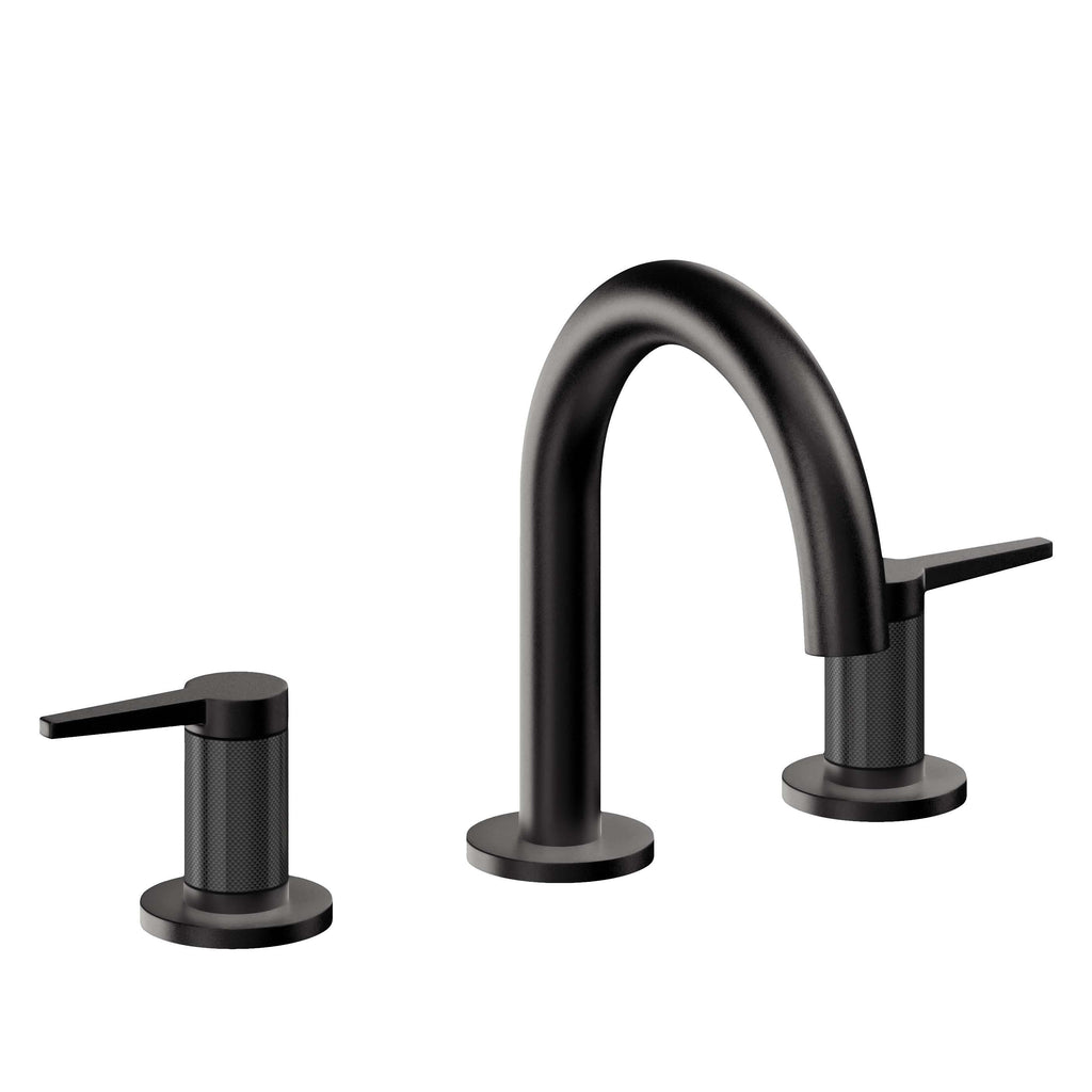 California Faucets D Street 8" Llave de Lavabo de 3 Orificios para Cubierta, con Dos Manerales - Palanca Plana - Negro Mate