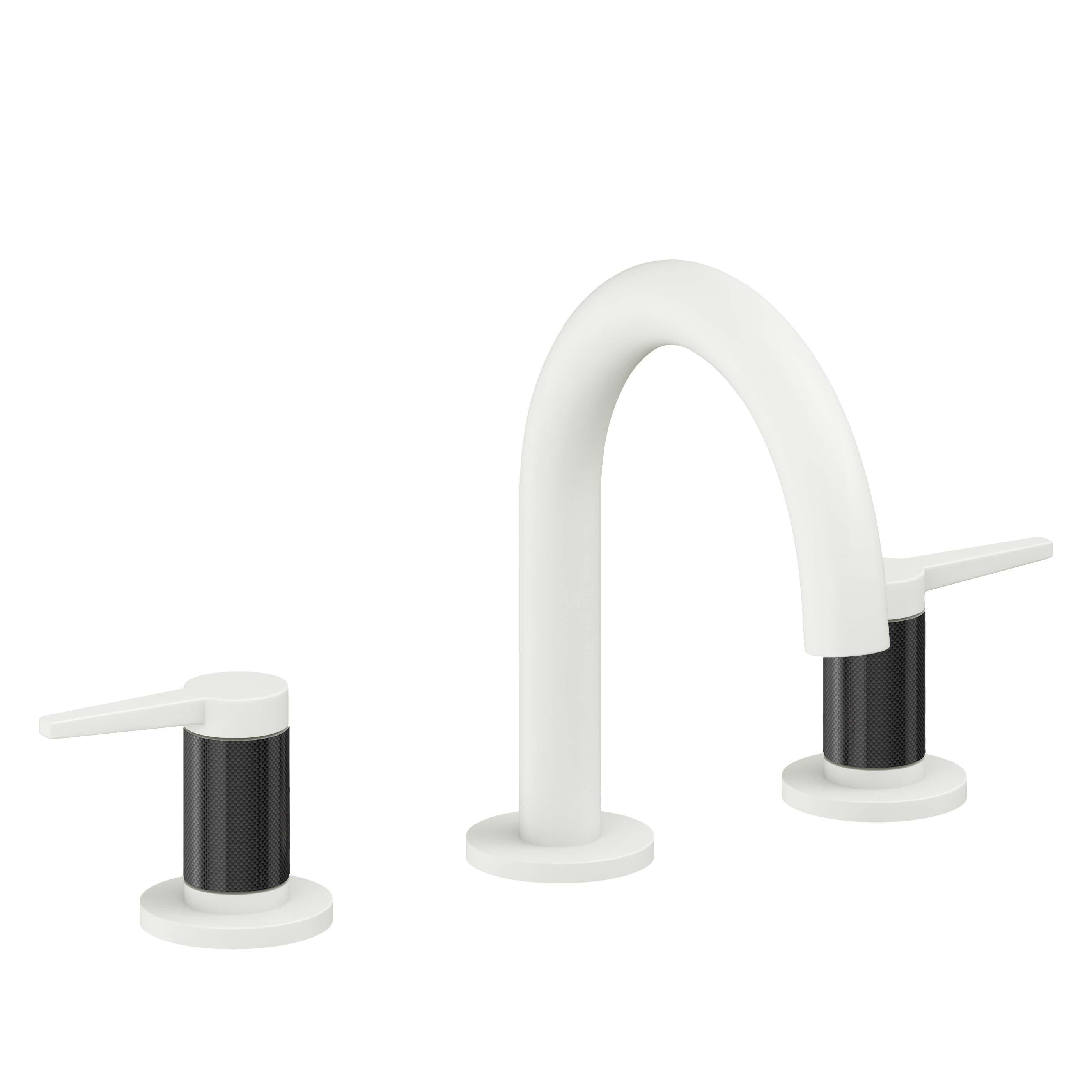 California Faucets D Street 8" Llave de Lavabo de 3 Orificios para Cubierta, con Dos Manerales - Palanca Plana - Blanco Mate