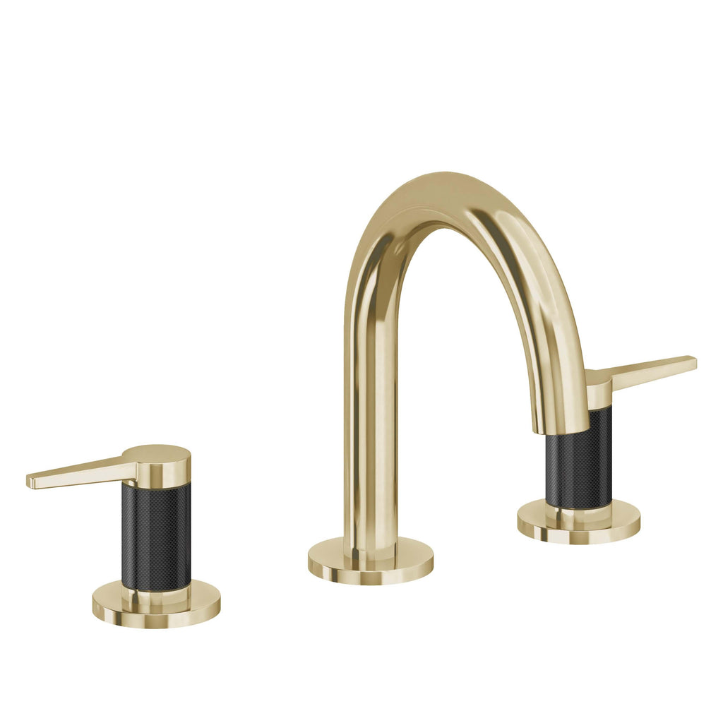 California Faucets D Street 8" Llave de Lavabo de 3 Orificios para Cubierta, con Dos Manerales - Palanca Plana - Latón Pulido sin Recubrimiento