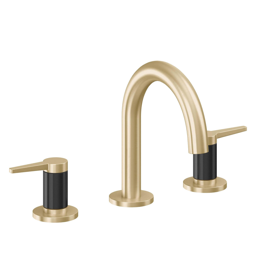 California Faucets D Street 8" Llave de Lavabo de 3 Orificios para Cubierta, con Dos Manerales - Palanca Plana - Latón Satinado