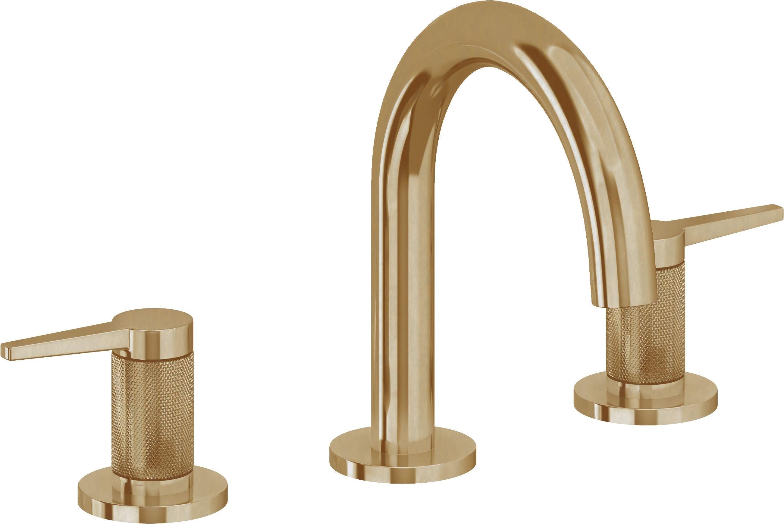 California Faucets D Street 8" Llave de Lavabo de 3 Orificios para Cubierta, con Dos Manerales - Palanca Plana - Latón Bruñido