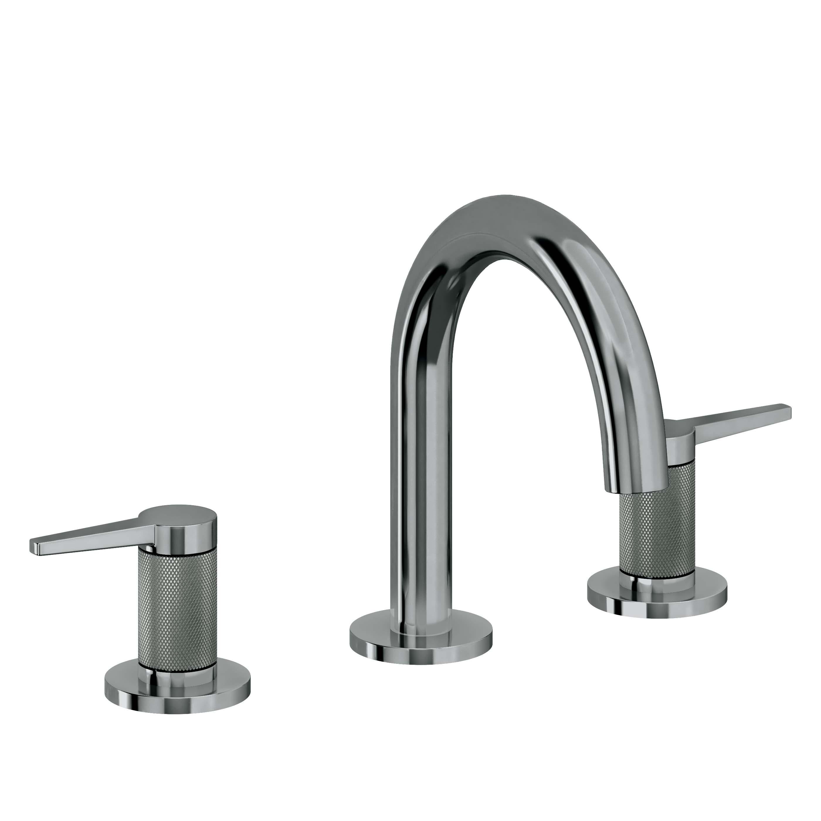 California Faucets D Street 8" Llave de Lavabo de 3 Orificios para Cubierta, con Dos Manerales - Palanca Plana - Níquel Negro