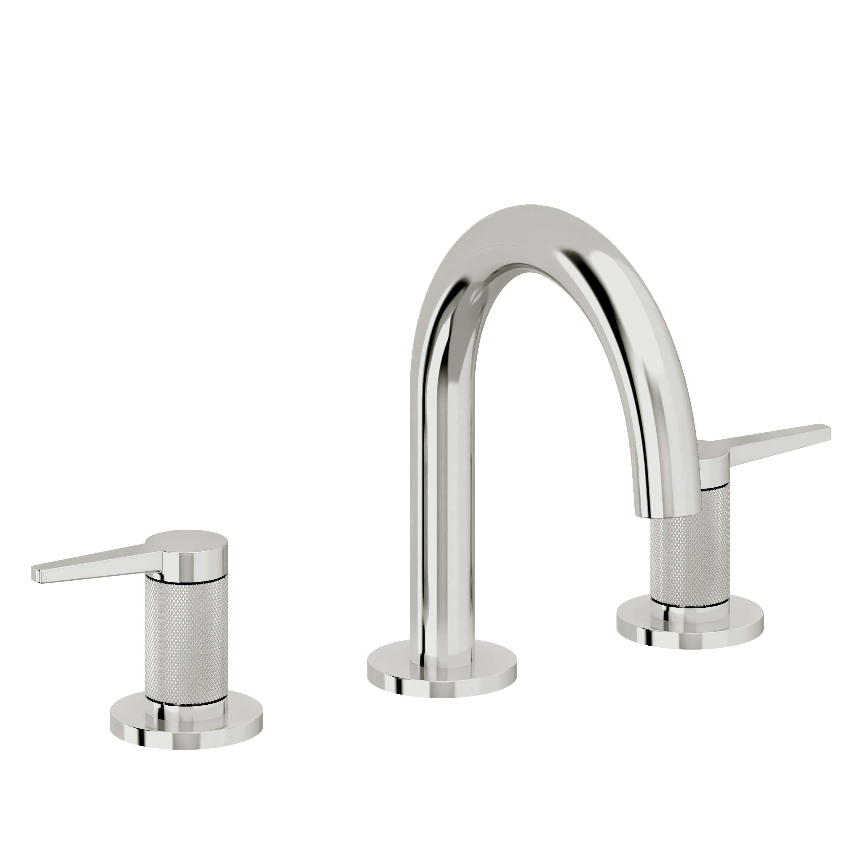 California Faucets D Street 8" Llave de Lavabo de 3 Orificios para Cubierta, con Dos Manerales - Palanca Plana - Cromo Pulido