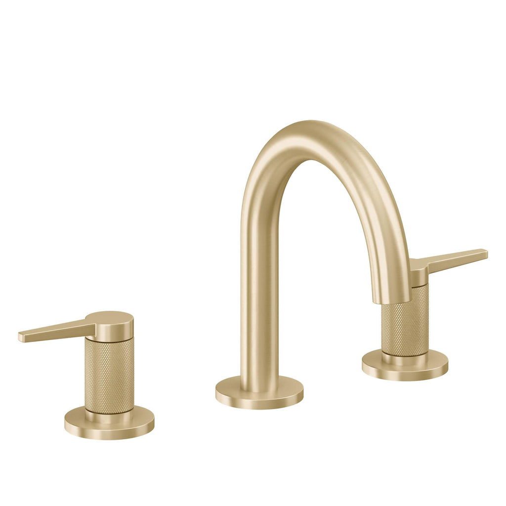 California Faucets D Street 8" Llave de Lavabo de 3 Orificios para Cubierta, con Dos Manerales - Palanca Plana - Latón Satinado