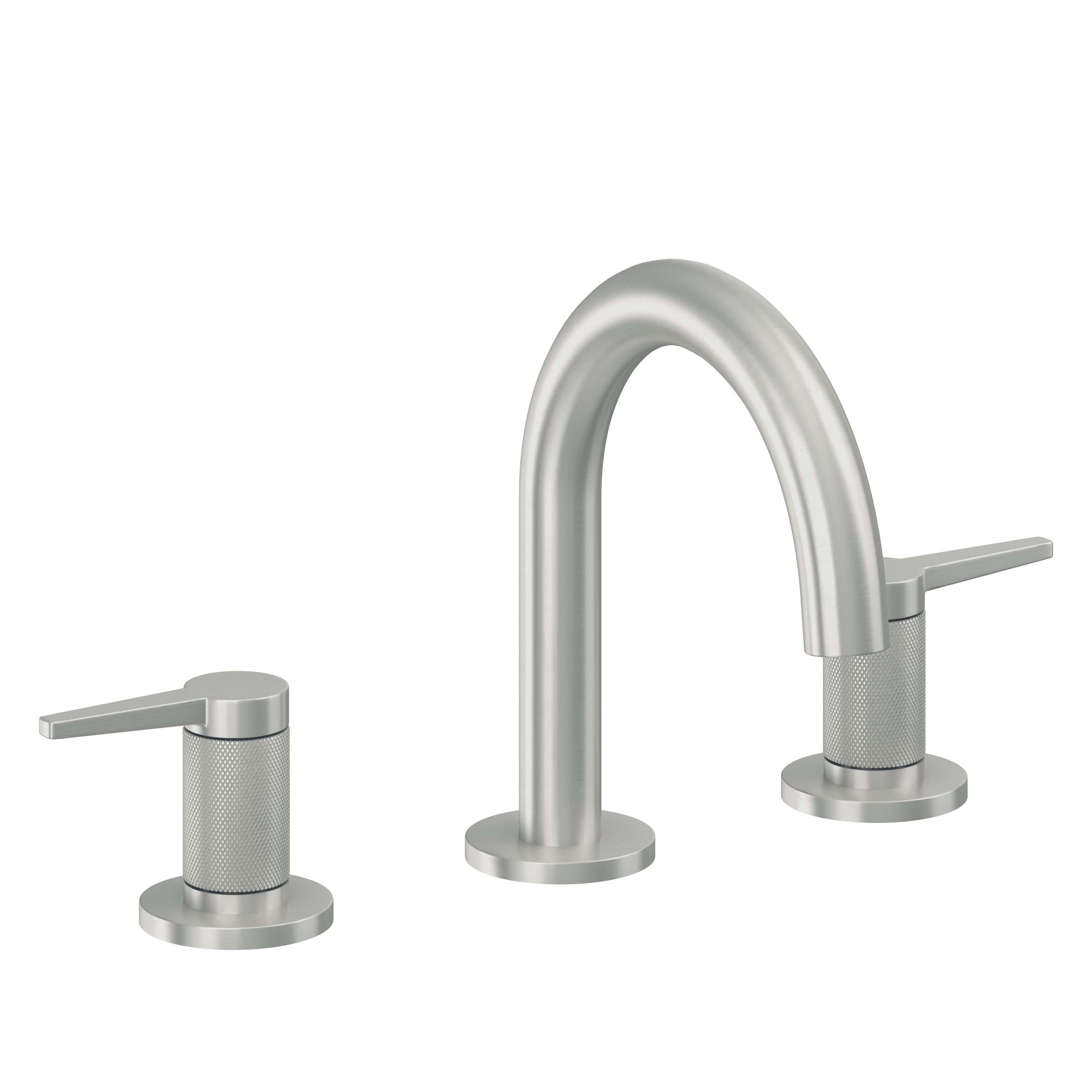 California Faucets D Street 8" Llave de Lavabo de 3 Orificios para Cubierta, con Dos Manerales - Palanca Plana - Cromo Satinado