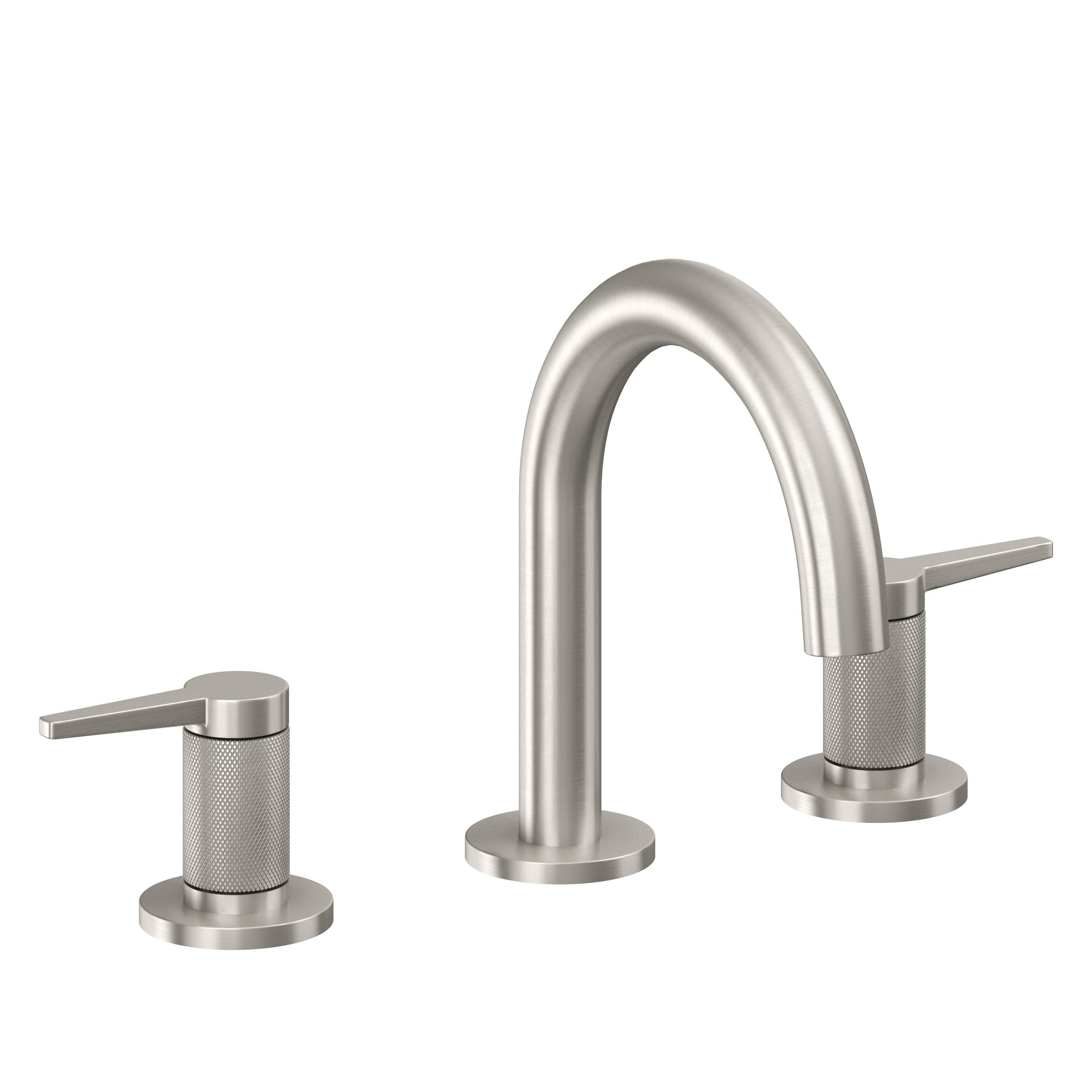 California Faucets D Street 8" Llave de Lavabo de 3 Orificios para Cubierta, con Dos Manerales - Palanca Plana - Acero Inoxidable Ultra