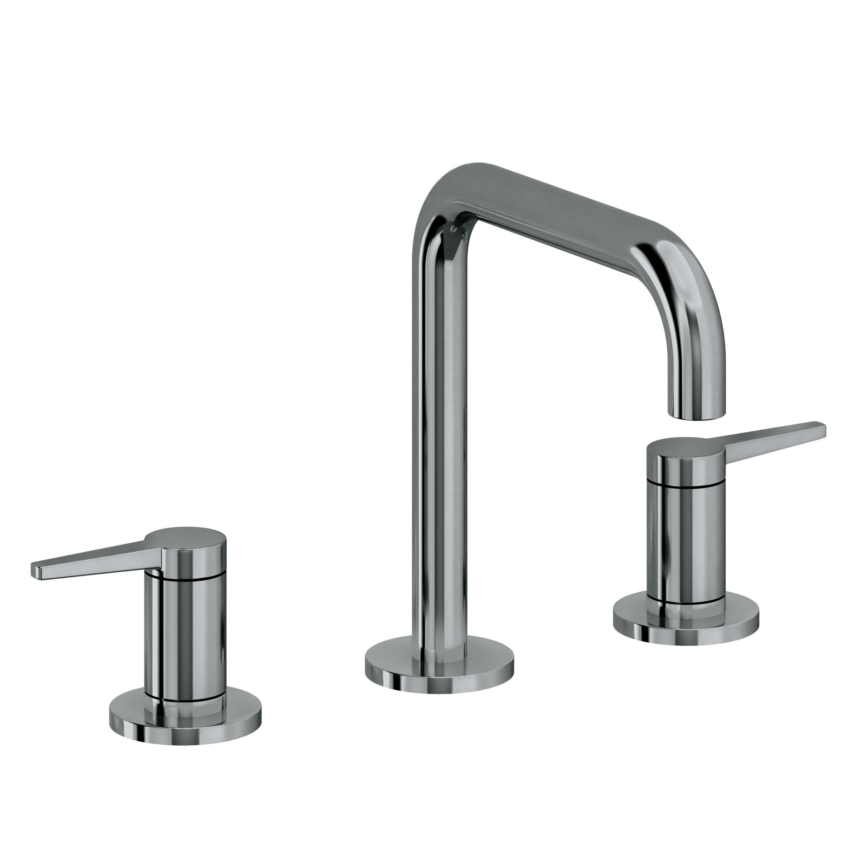California Faucets D Street 8" Llave de Lavabo de 3 Orificios para Cubierta, con Dos Manerales - Palanca Plana - Níquel Negro