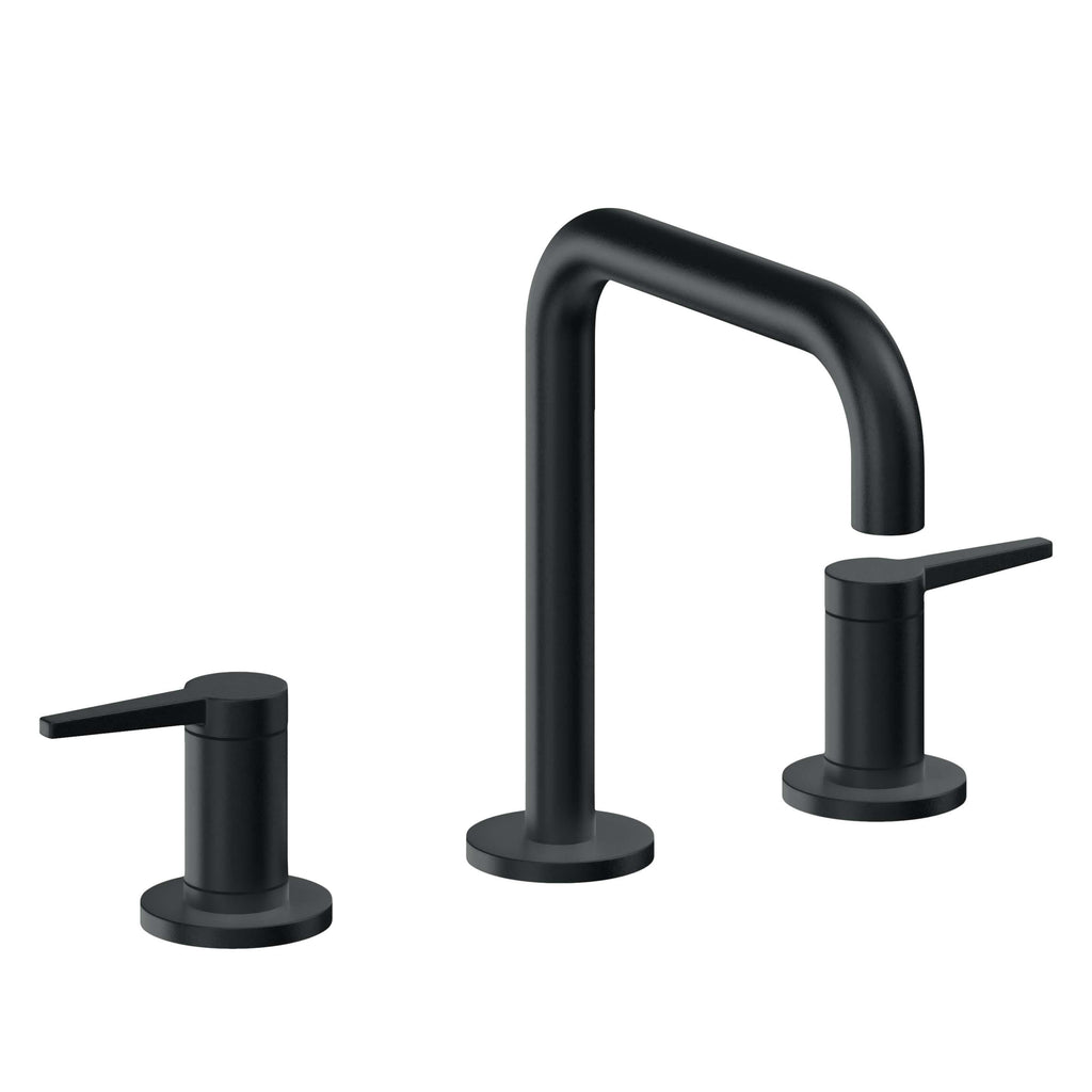 California Faucets D Street 8" Llave de Lavabo de 3 Orificios para Cubierta, con Dos Manerales - Palanca Plana - Carbón