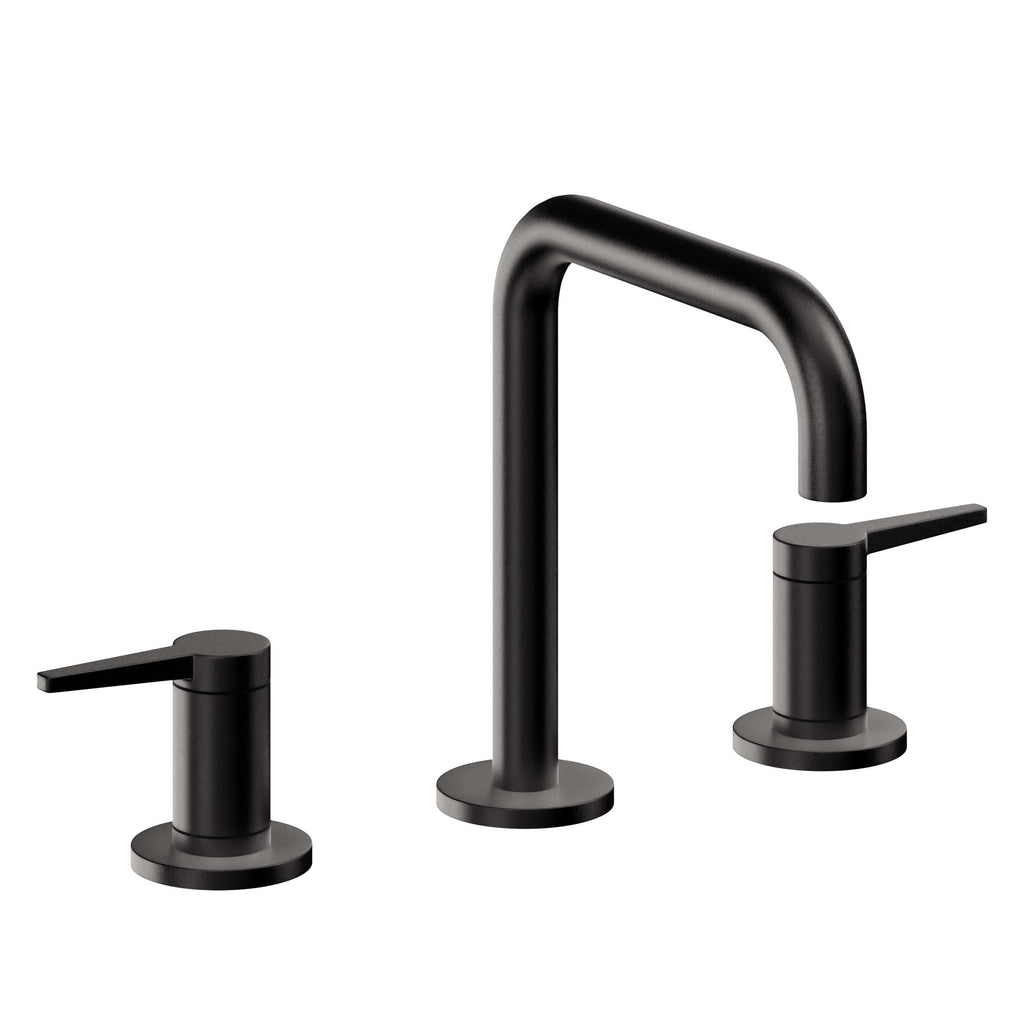 California Faucets D Street 8" Llave de Lavabo de 3 Orificios para Cubierta, con Dos Manerales - Palanca Plana - Negro Mate