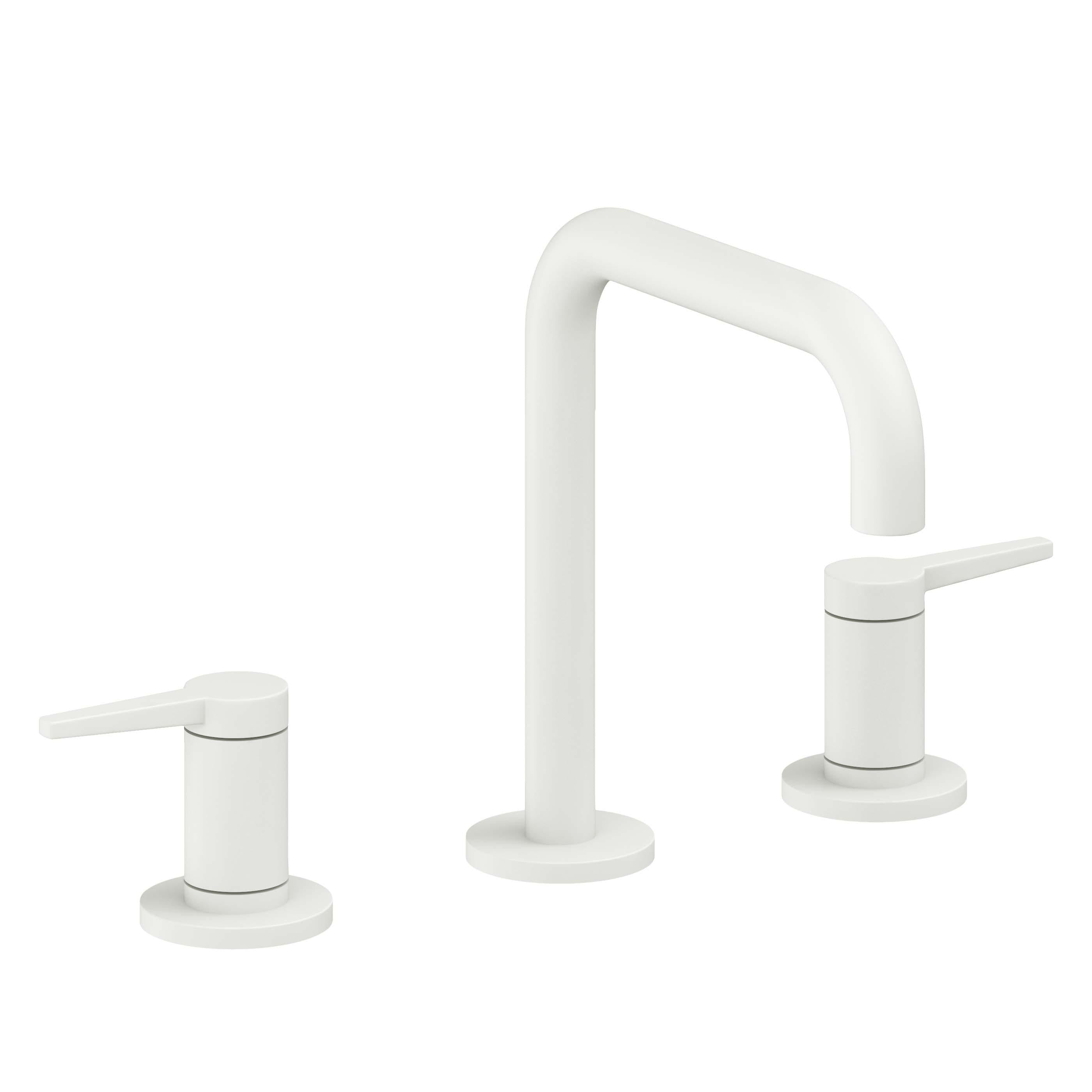 California Faucets D Street 8" Llave de Lavabo de 3 Orificios para Cubierta, con Dos Manerales - Palanca Plana - Blanco Mate