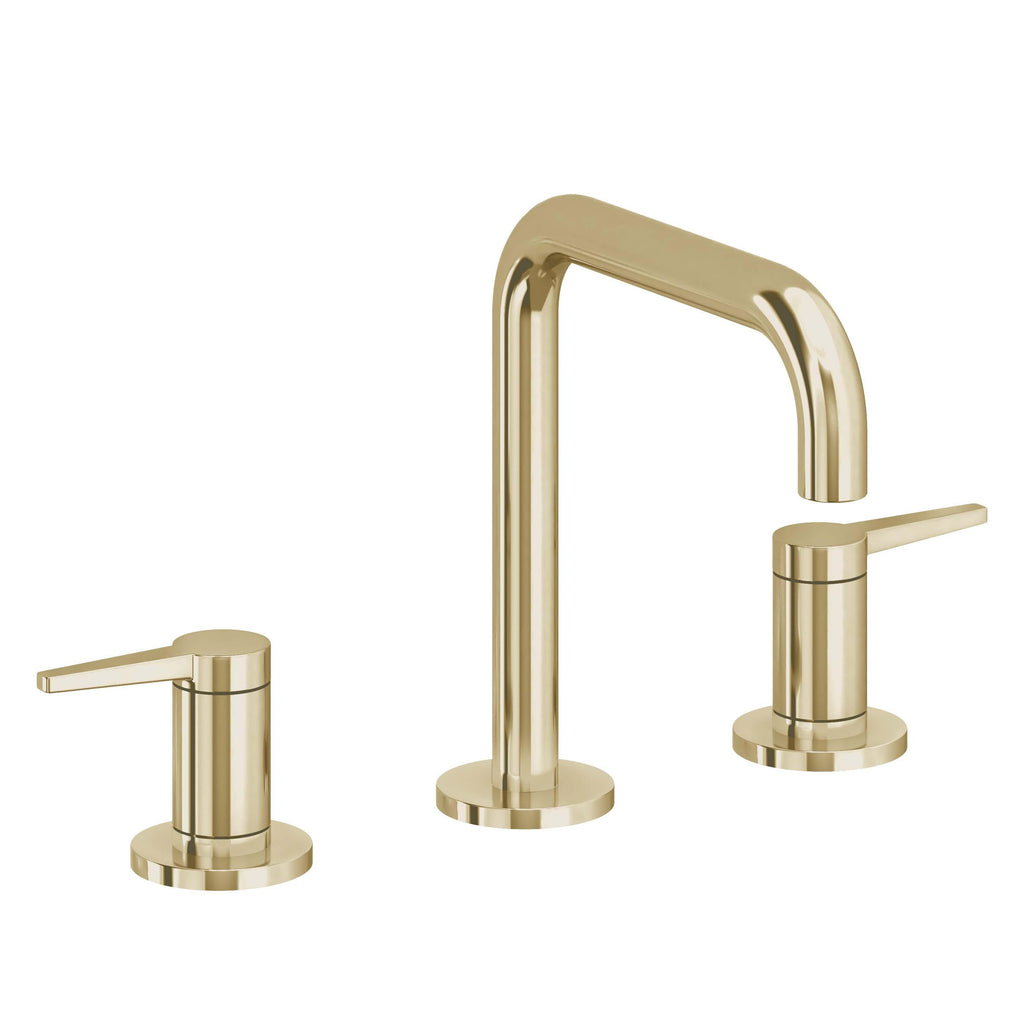 California Faucets D Street 8" Llave de Lavabo de 3 Orificios para Cubierta, con Dos Manerales - Palanca Plana - Latón Pulido