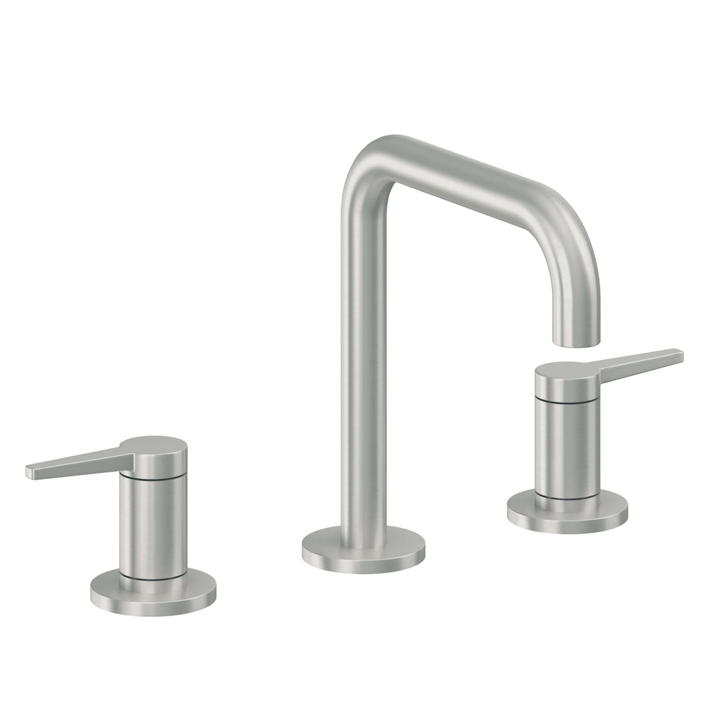 California Faucets D Street 8" Llave de Lavabo de 3 Orificios para Cubierta, con Dos Manerales - Palanca Plana - Cromo Satinado