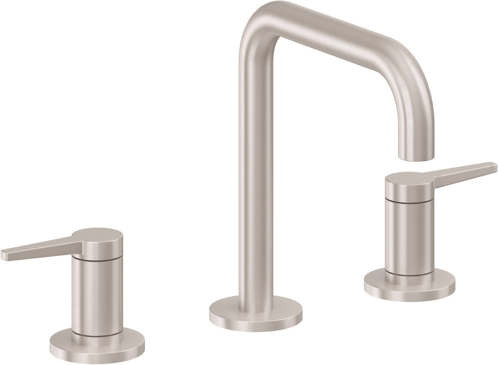 California Faucets D Street 8" Llave de Lavabo de 3 Orificios para Cubierta, con Dos Manerales - Palanca Plana - Níquel Satinado