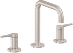 California Faucets D Street 8" Llave de Lavabo de 3 Orificios para Cubierta, con Dos Manerales - Palanca Plana - Níquel Satinado