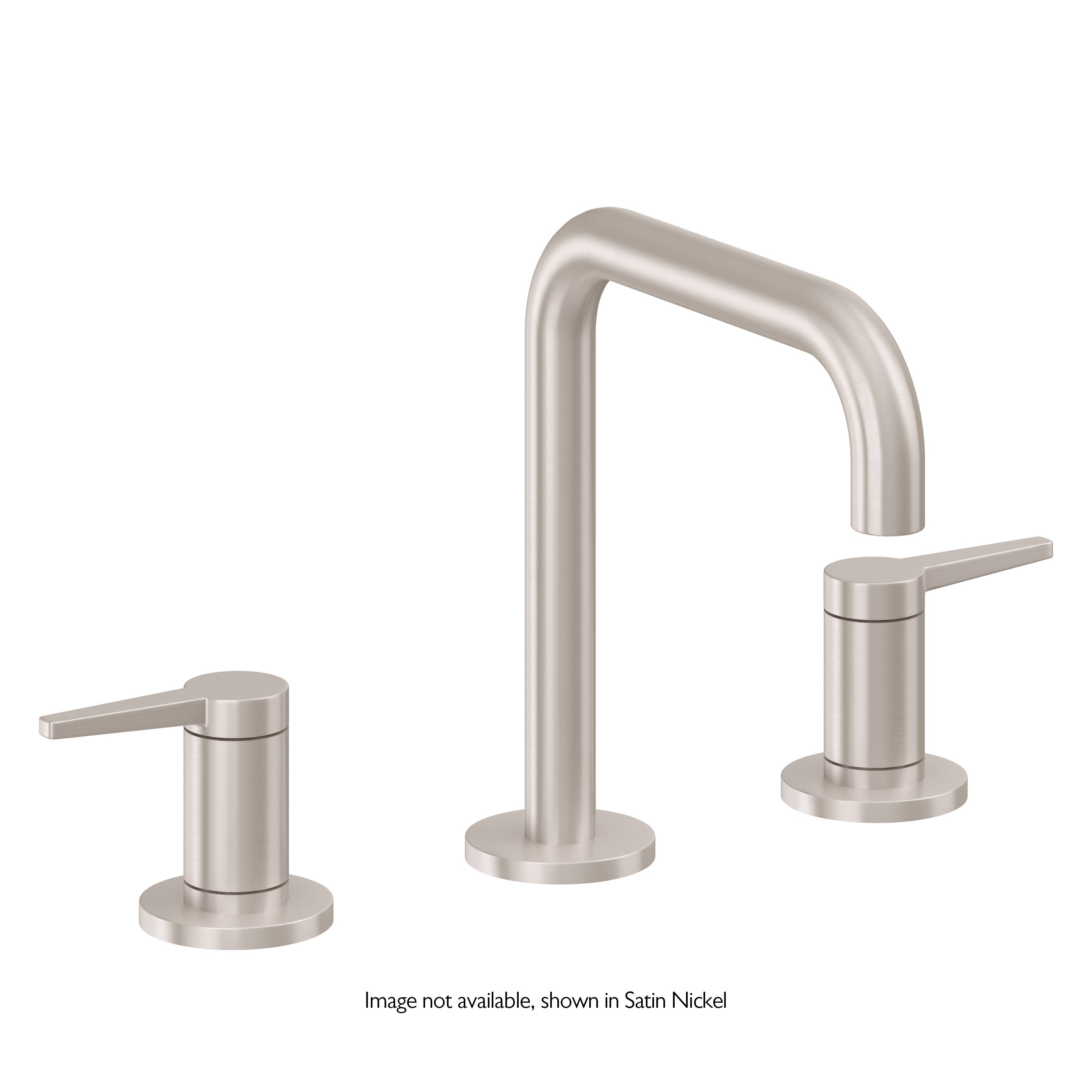 California Faucets D Street 8" Llave de Lavabo de 3 Orificios para Cubierta, con Dos Manerales - Palanca Plana - Blanco Brillante