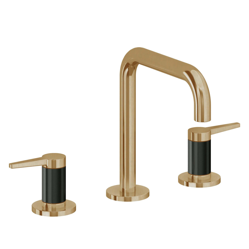California Faucets D Street 8" Llave de Lavabo de 3 Orificios para Cubierta, con Dos Manerales - Palanca Plana - Latón Bruñido
