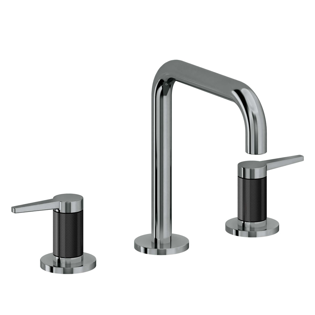 California Faucets D Street 8" Llave de Lavabo de 3 Orificios para Cubierta, con Dos Manerales - Palanca Plana - Níquel Negro