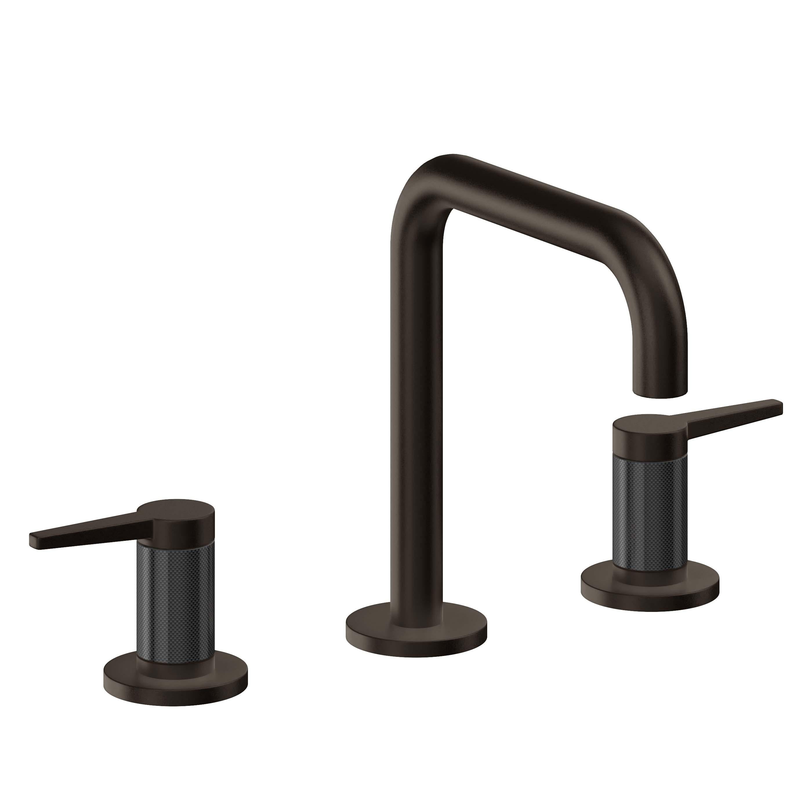California Faucets D Street 8" Llave de Lavabo de 3 Orificios para Cubierta, con Dos Manerales - Palanca Plana - Bronce Bella Terra