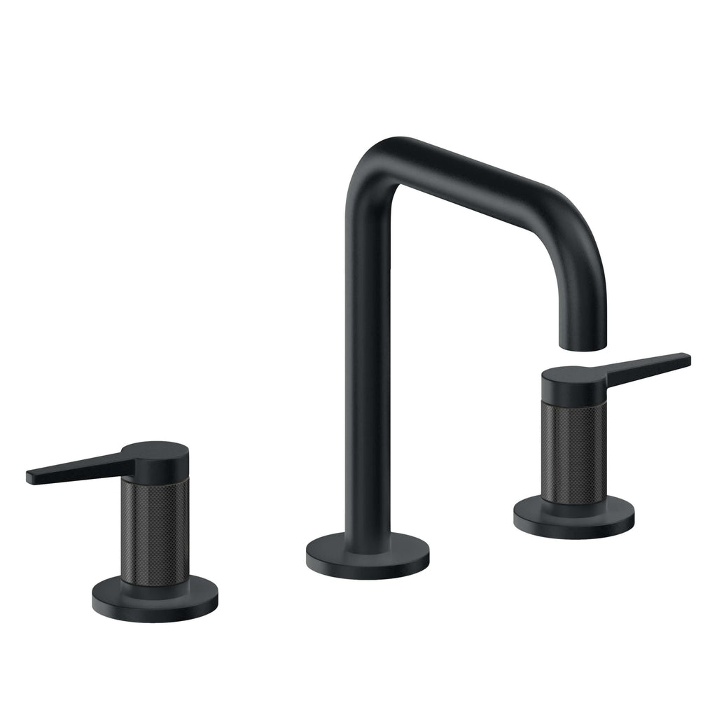 California Faucets D Street 8" Llave de Lavabo de 3 Orificios para Cubierta, con Dos Manerales - Palanca Plana - Carbón