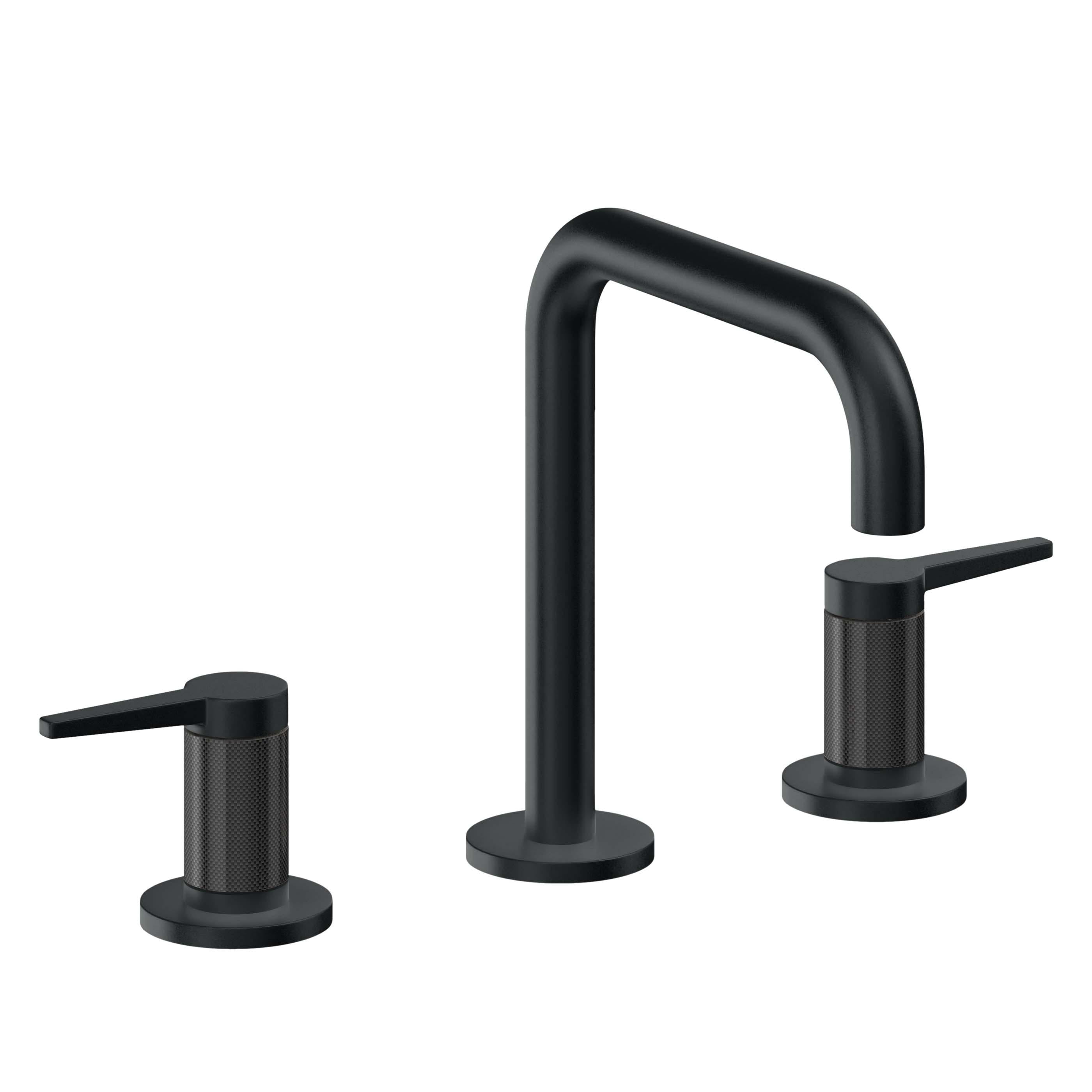 California Faucets D Street 8" Llave de Lavabo de 3 Orificios para Cubierta, con Dos Manerales - Palanca Plana - Carbón