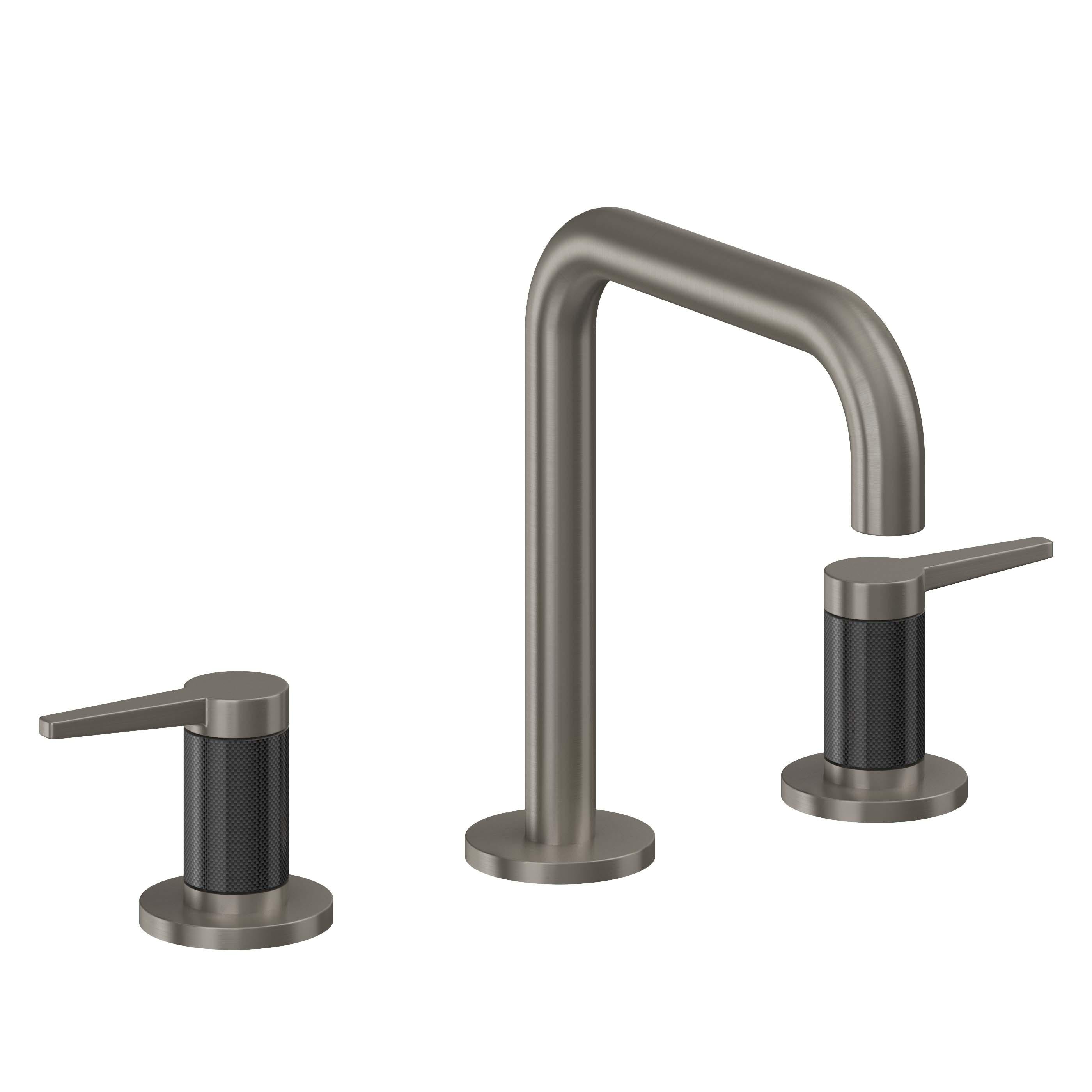 California Faucets D Street 8" Llave de Lavabo de 3 Orificios para Cubierta, con Dos Manerales - Palanca Plana - Grafito