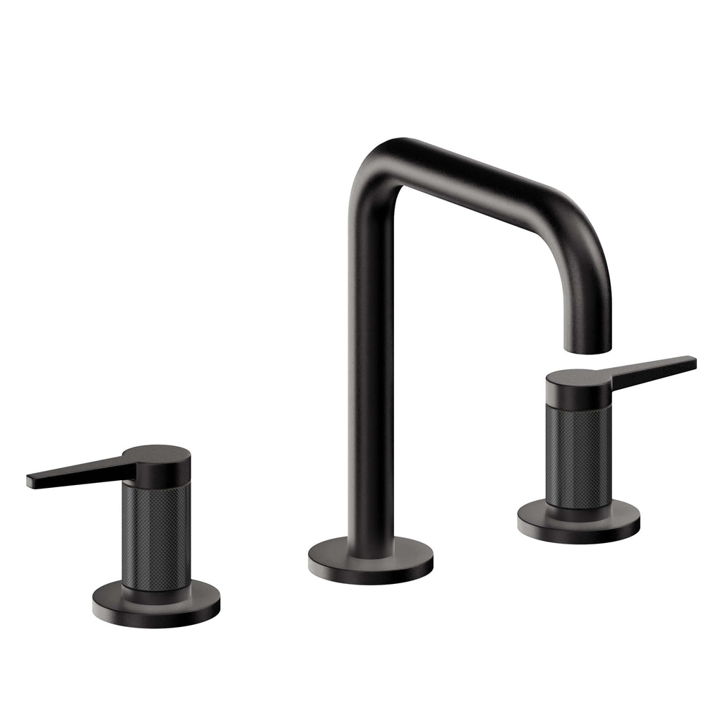California Faucets D Street 8" Llave de Lavabo de 3 Orificios para Cubierta, con Dos Manerales - Palanca Plana - Negro Mate