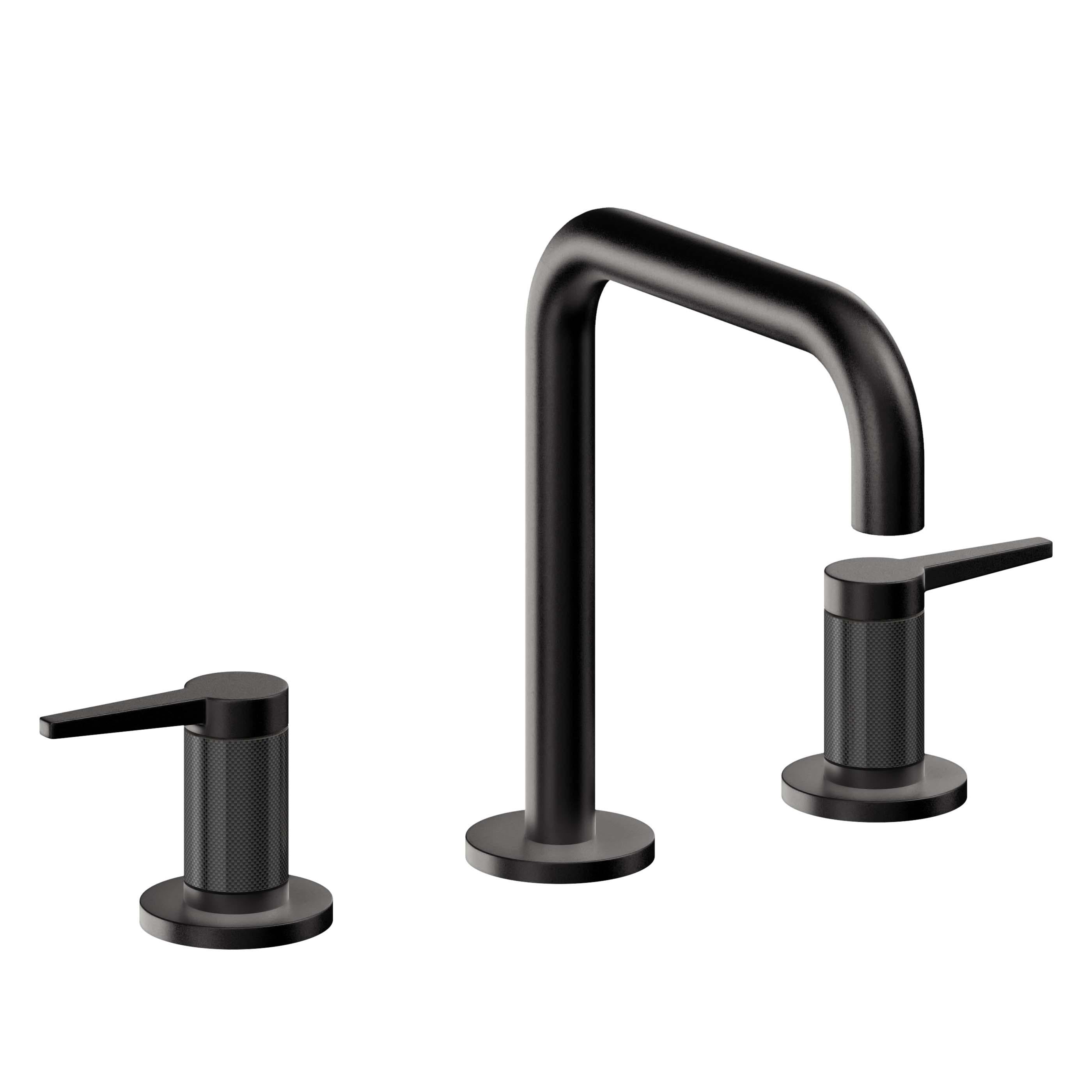 California Faucets D Street 8" Llave de Lavabo de 3 Orificios para Cubierta, con Dos Manerales - Palanca Plana - Negro Mate