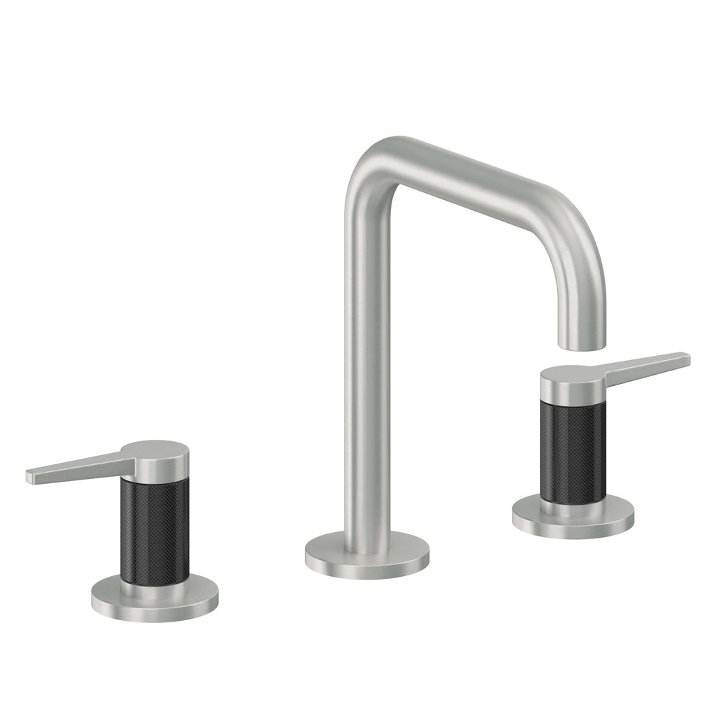 California Faucets D Street 8" Llave de Lavabo de 3 Orificios para Cubierta, con Dos Manerales - Palanca Plana - Cromo Satinado