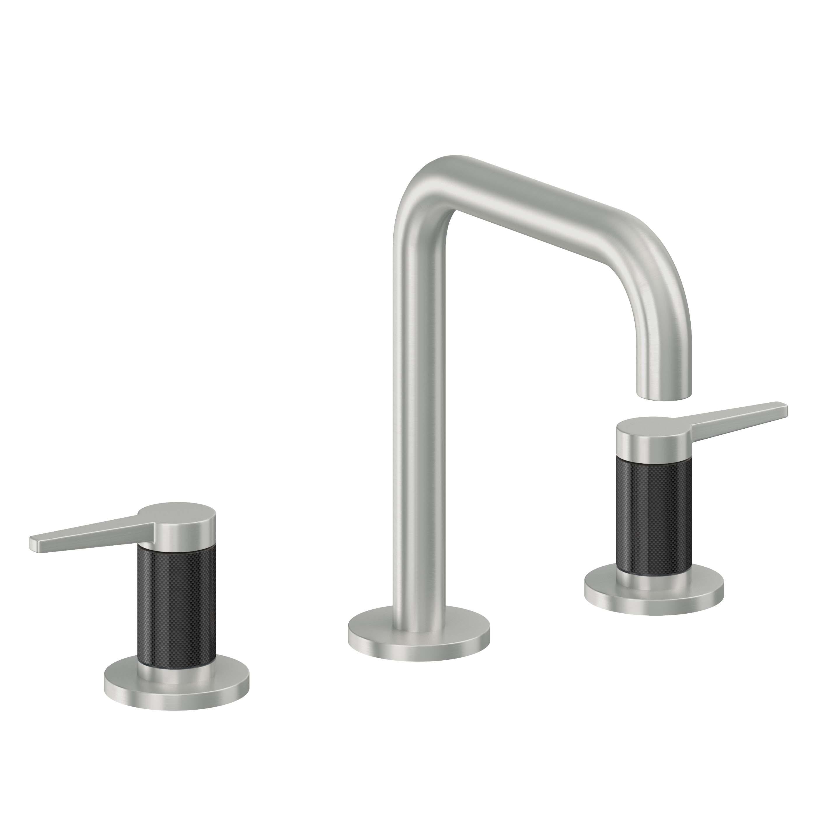California Faucets D Street 8" Llave de Lavabo de 3 Orificios para Cubierta, con Dos Manerales - Palanca Plana - Cromo Satinado