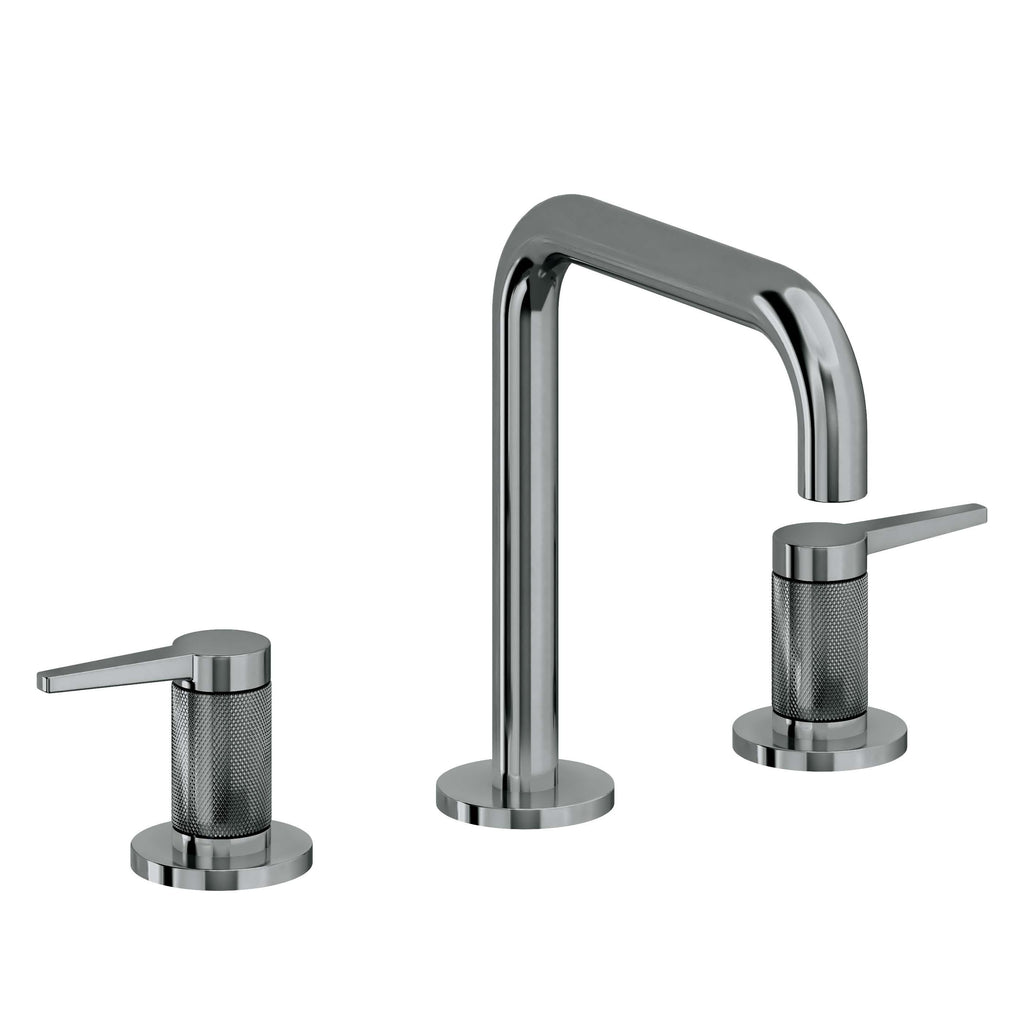 California Faucets D Street 8" Llave de Lavabo de 3 Orificios para Cubierta, con Dos Manerales - Palanca Plana - Níquel Negro