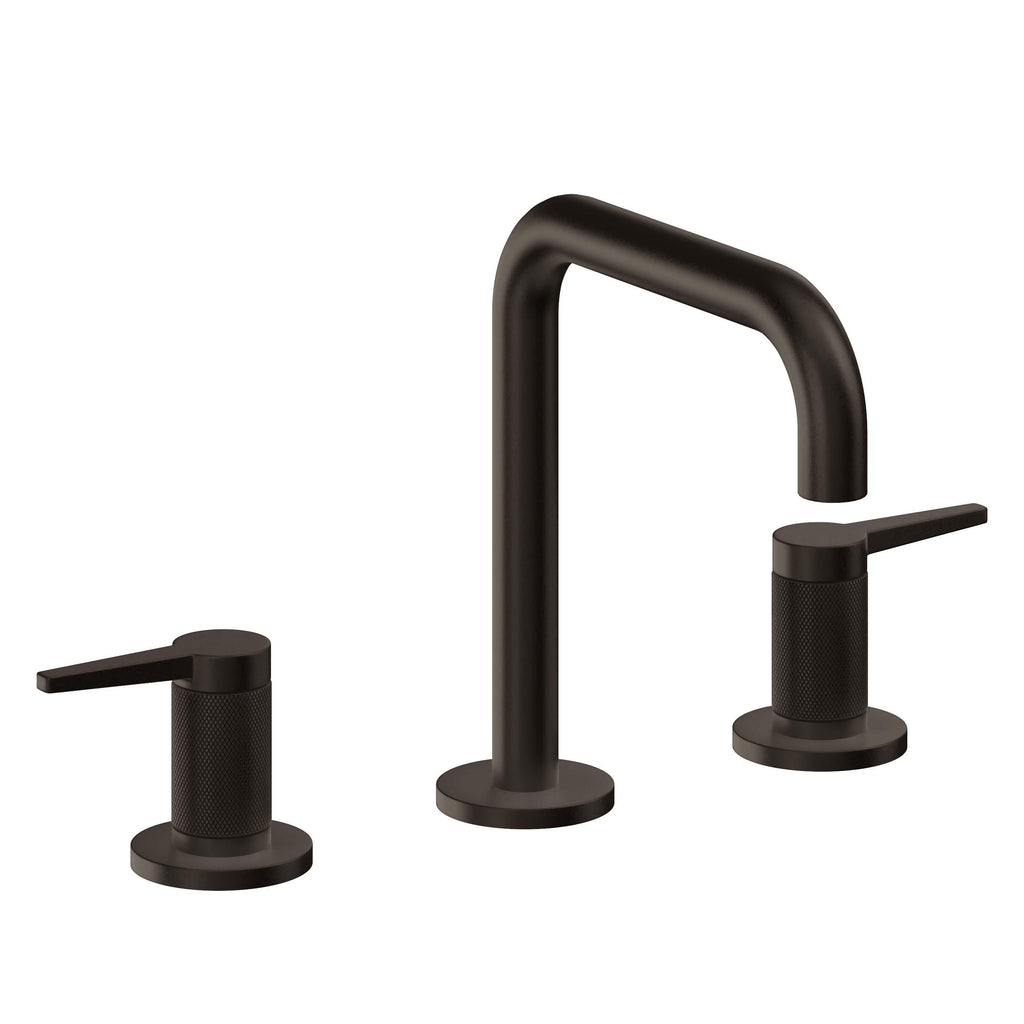 California Faucets D Street 8" Llave de Lavabo de 3 Orificios para Cubierta, con Dos Manerales - Palanca Plana - Bronce Bella Terra