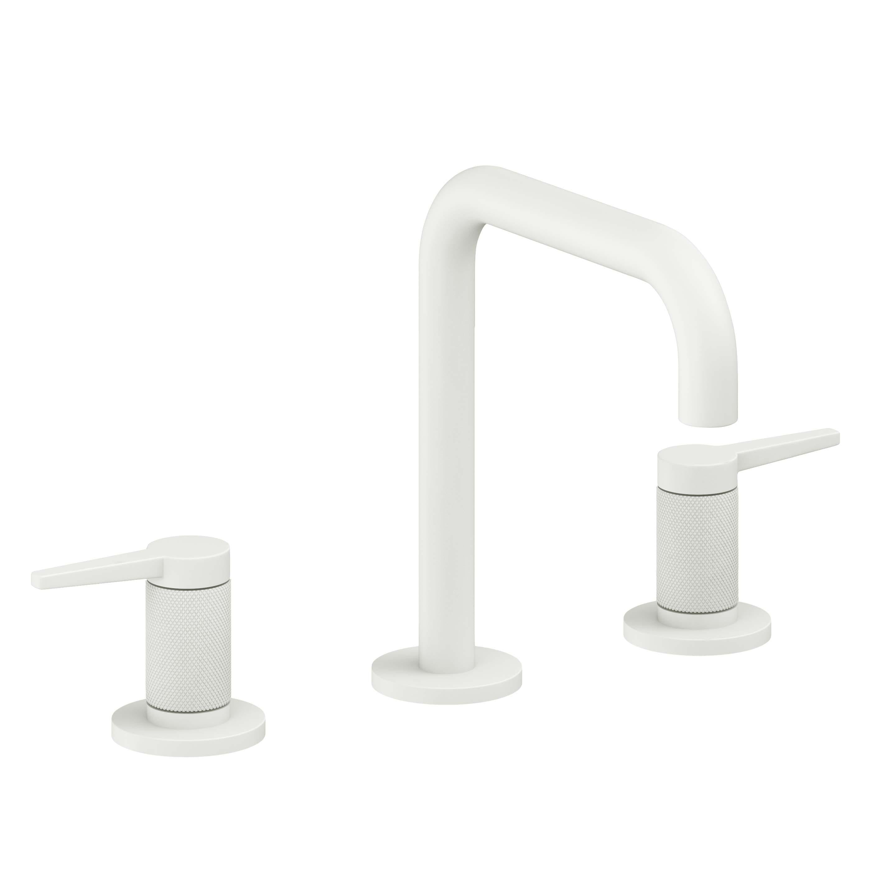 California Faucets D Street 8" Llave de Lavabo de 3 Orificios para Cubierta, con Dos Manerales - Palanca Plana - Blanco Mate